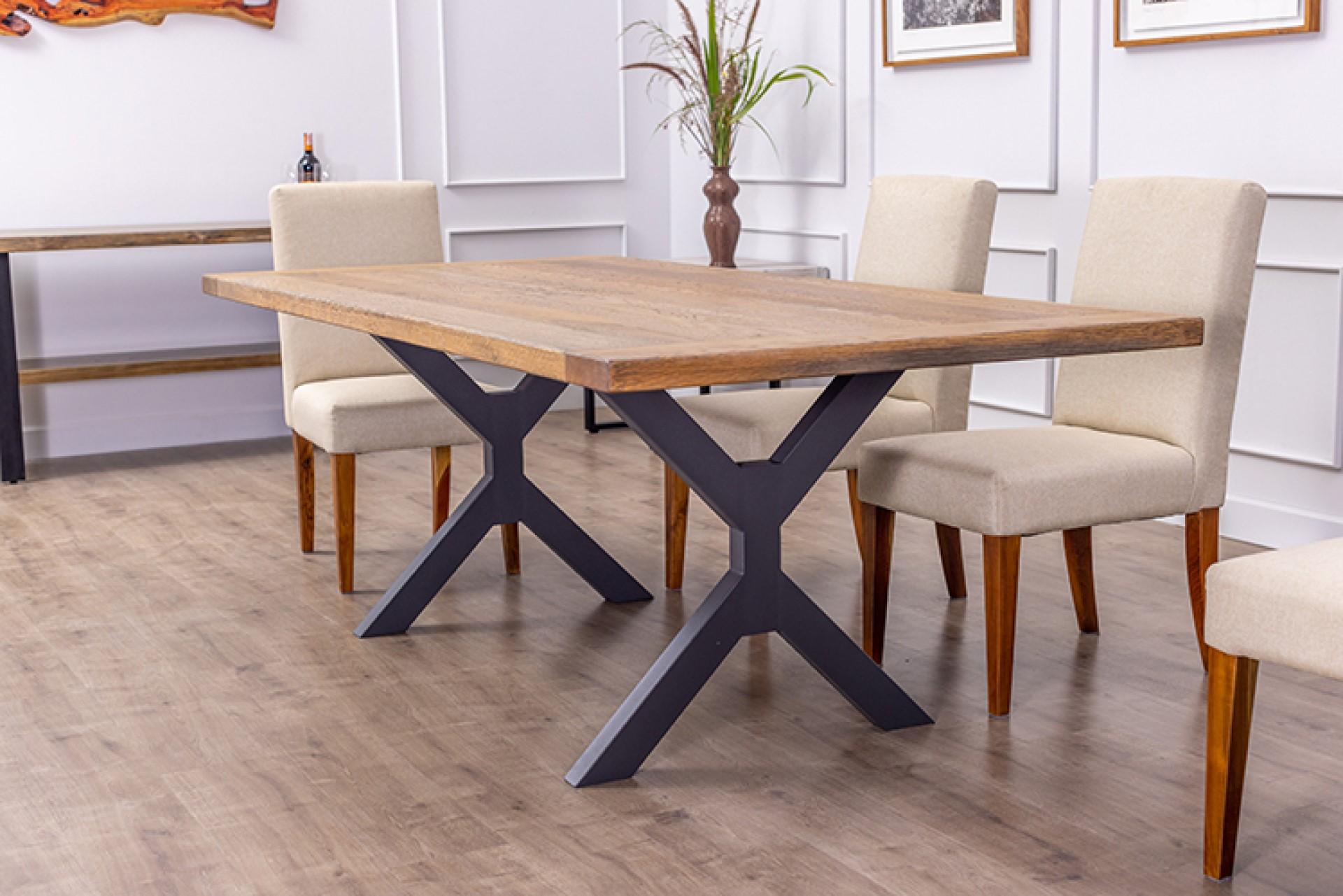 Hand-Crafted Solid Teak or Oak Dining Tables, Choose Your Top Then Choose Your Bottom For Sale