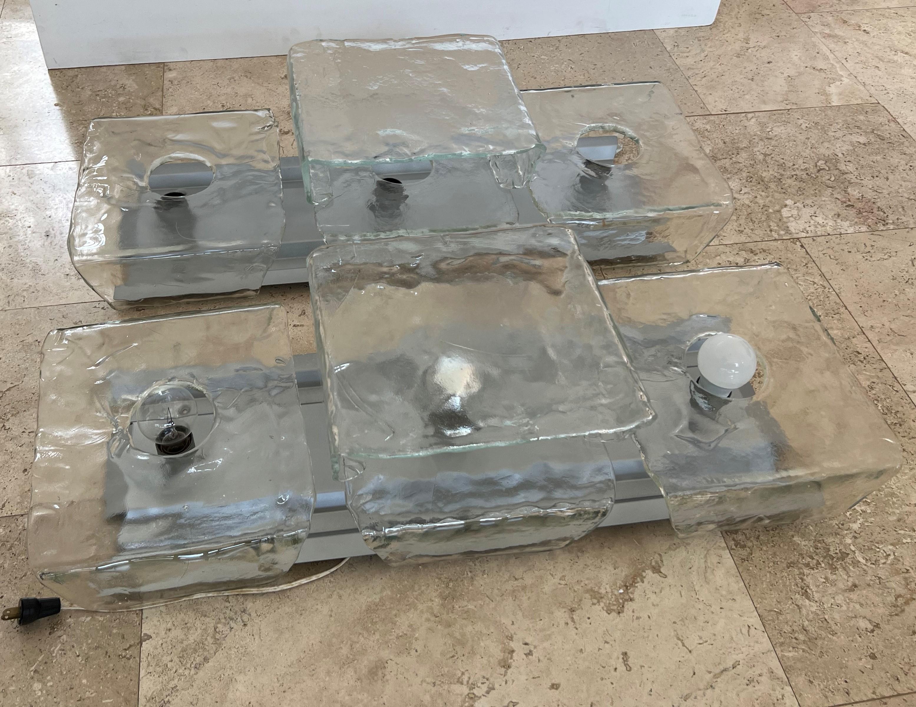 2 Space Age Flushmounts by Mazzega, Carlo Nason in Murano Glass, Italy, Ca 1970 In Good Condition For Sale In Merida, Yucatan
