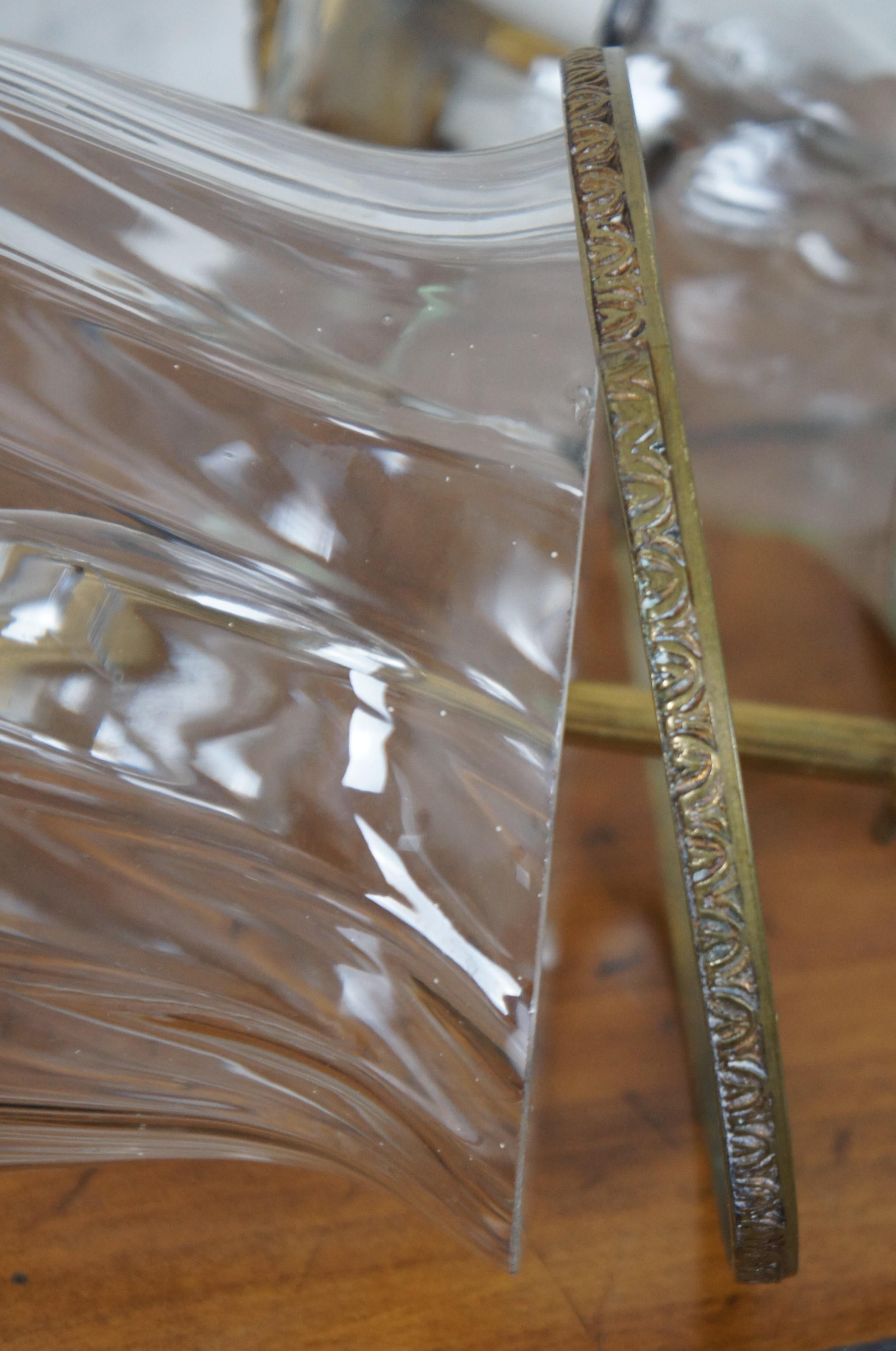 2 Spanish Baroque Brass Glass Bell Jar Hurricane Pendant Hanging Lantern 6