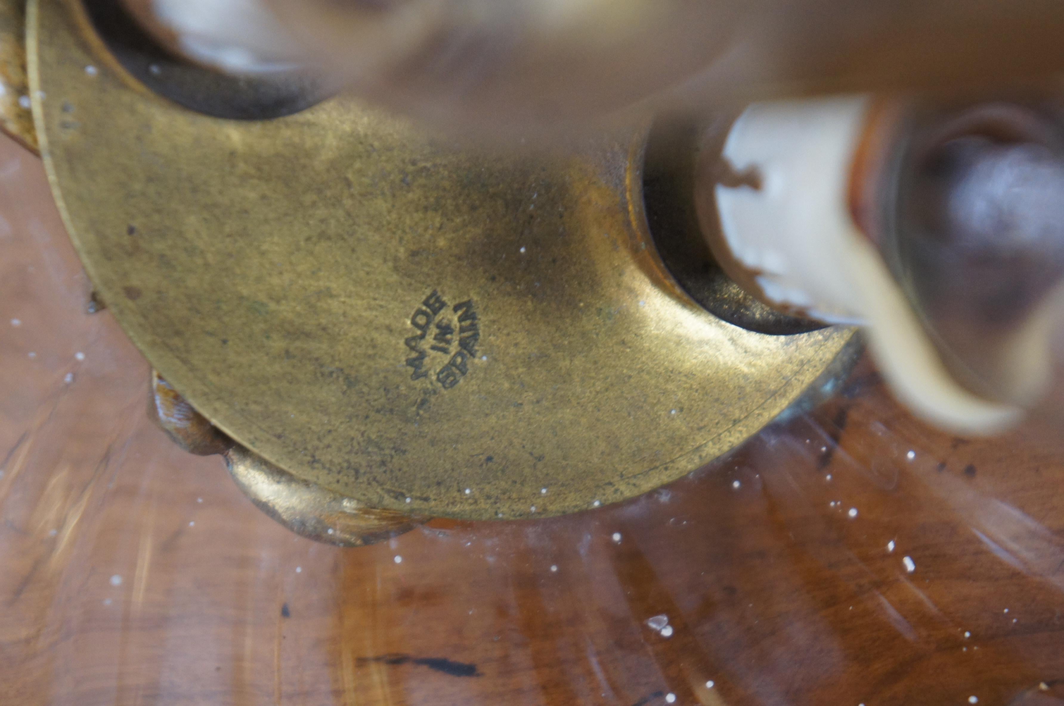 2 Spanish Baroque Brass Glass Bell Jar Hurricane Pendant Hanging Lantern 7