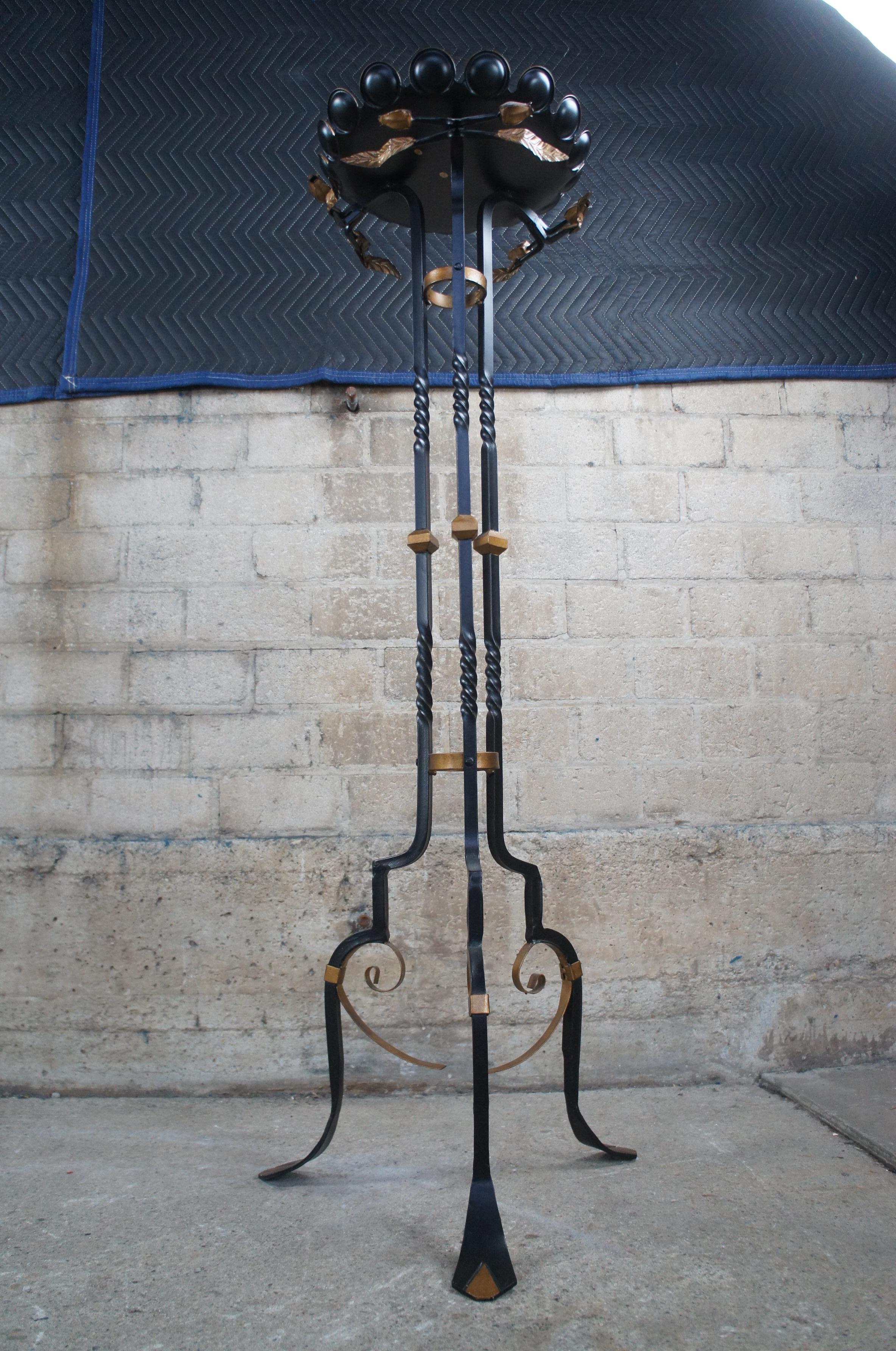 2 Spanish Revival French Empire Wrought Iron Plant Stands Sculpture Pedestal 5