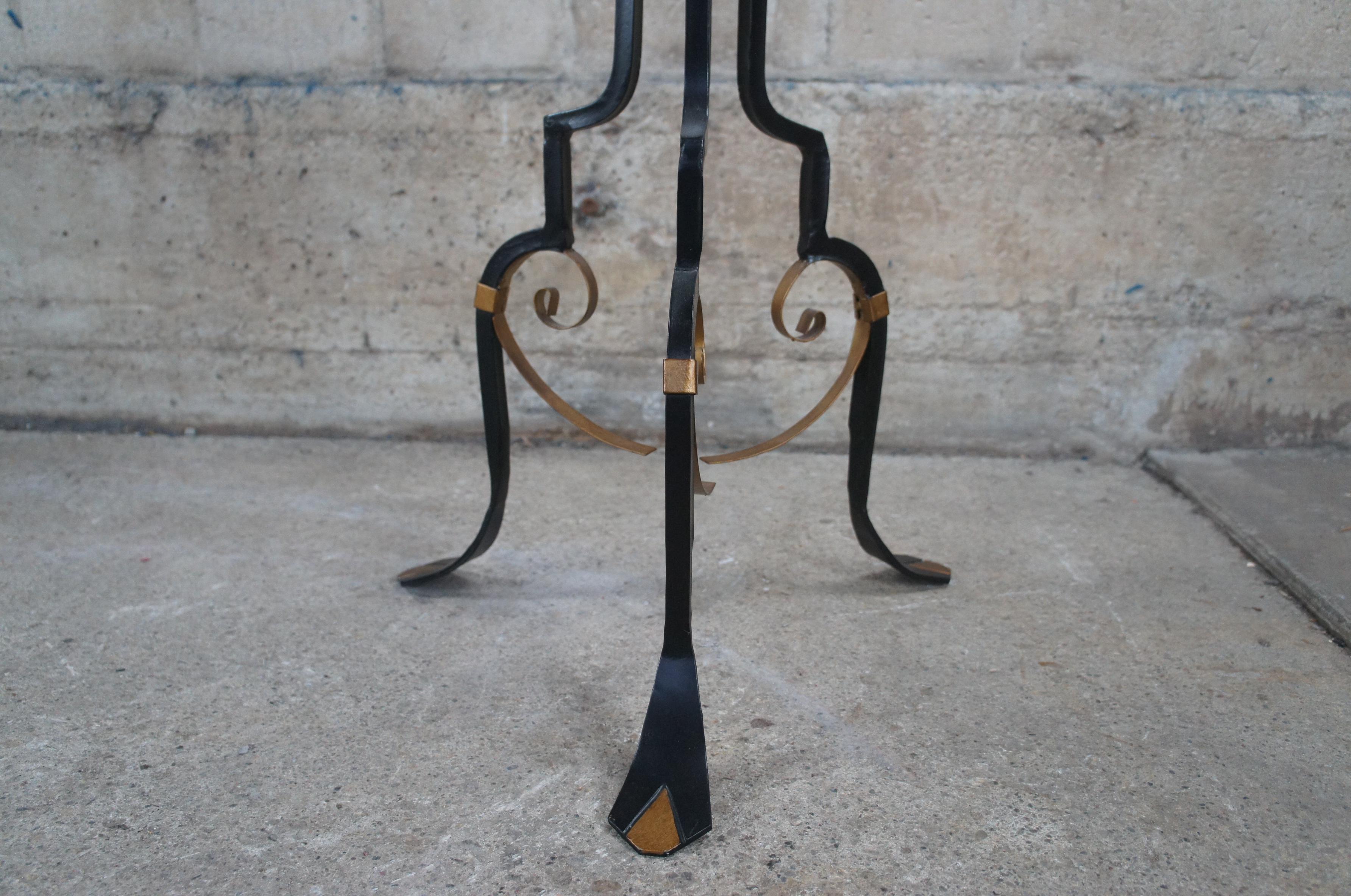 2 Spanish Revival French Empire Wrought Iron Plant Stands Sculpture Pedestal 1