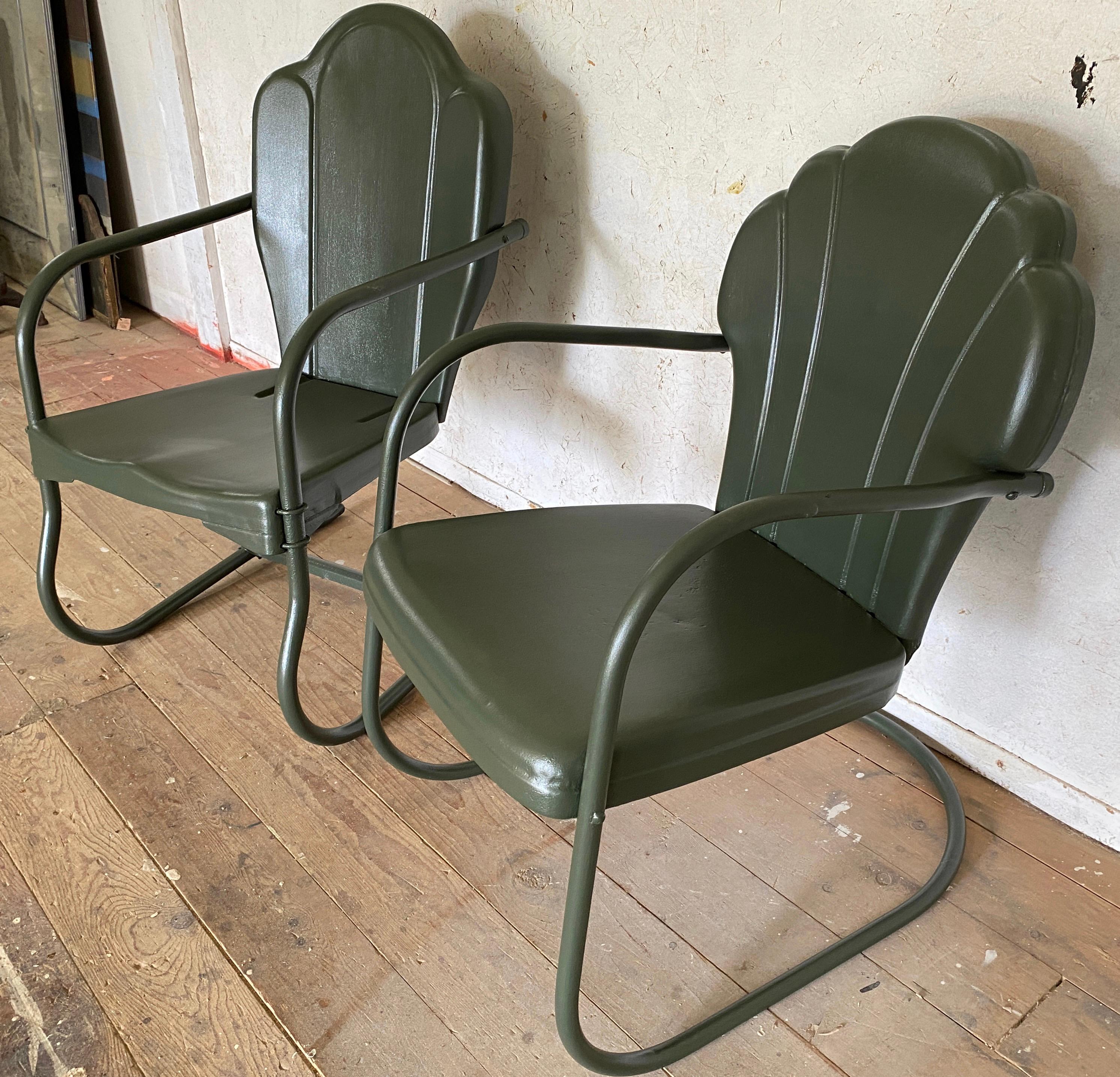 2 Spring Base Garden Lounge Chairs, Sold Individually For Sale 2