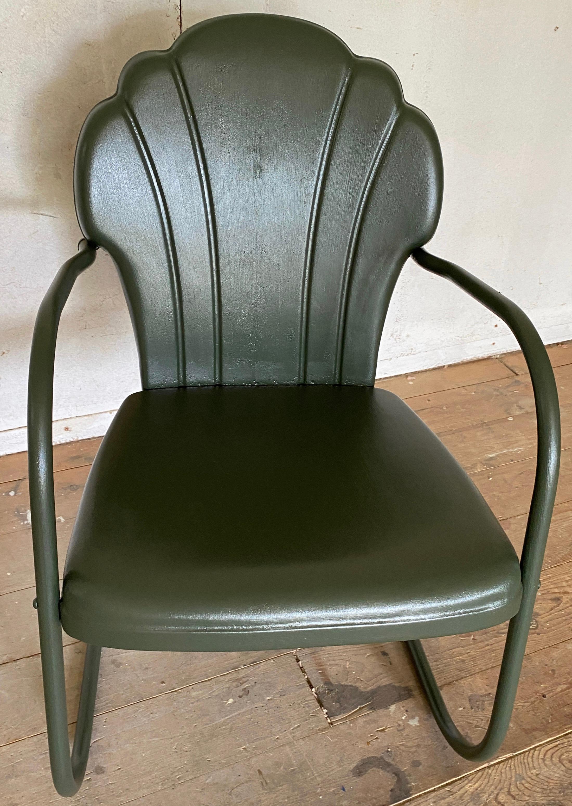 vintage metal clam shell chair