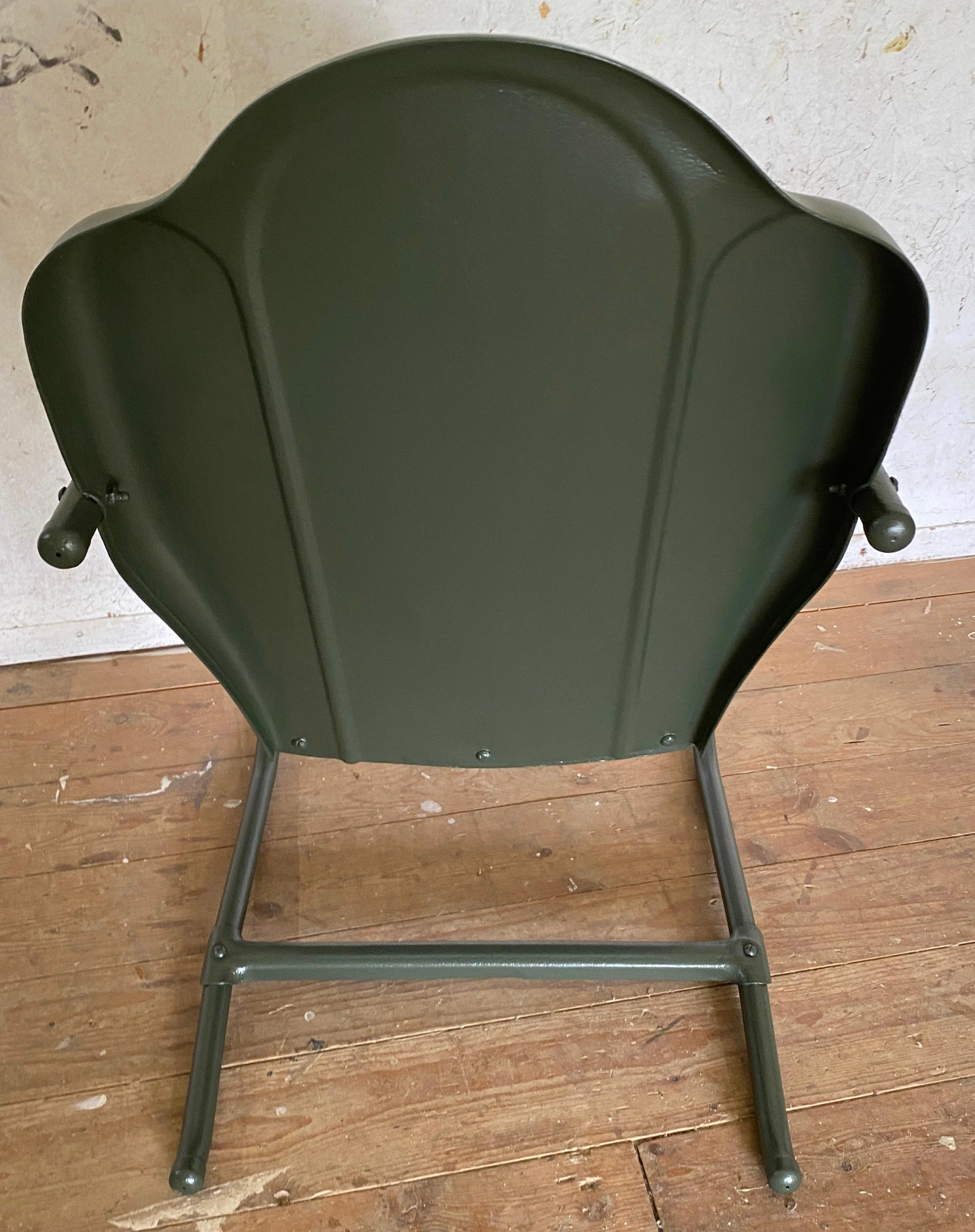 Painted 2 Spring Base Garden Lounge Chairs, Sold Individually For Sale