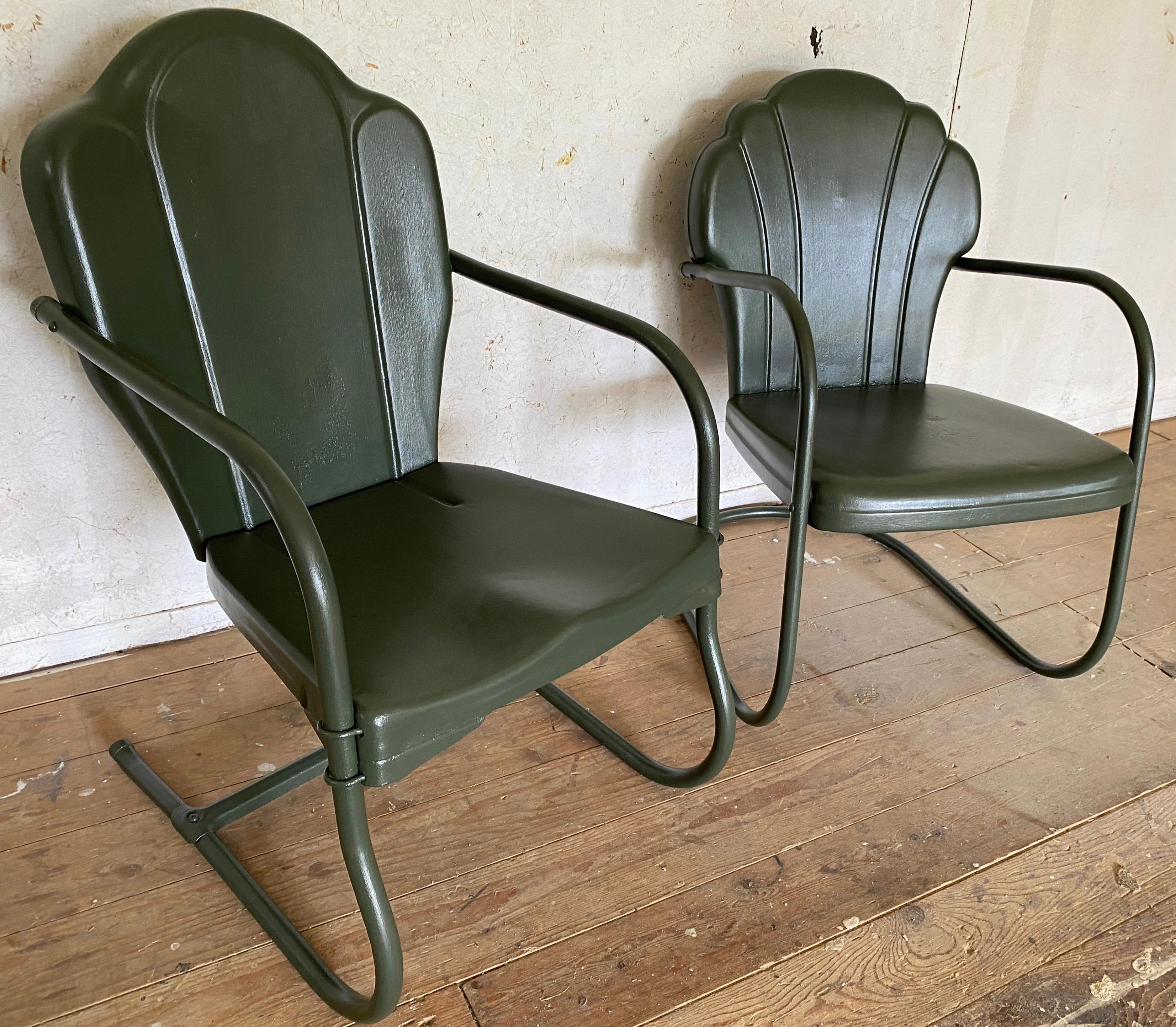 2 Spring Base Garden Lounge Chairs, Sold Individually For Sale 1