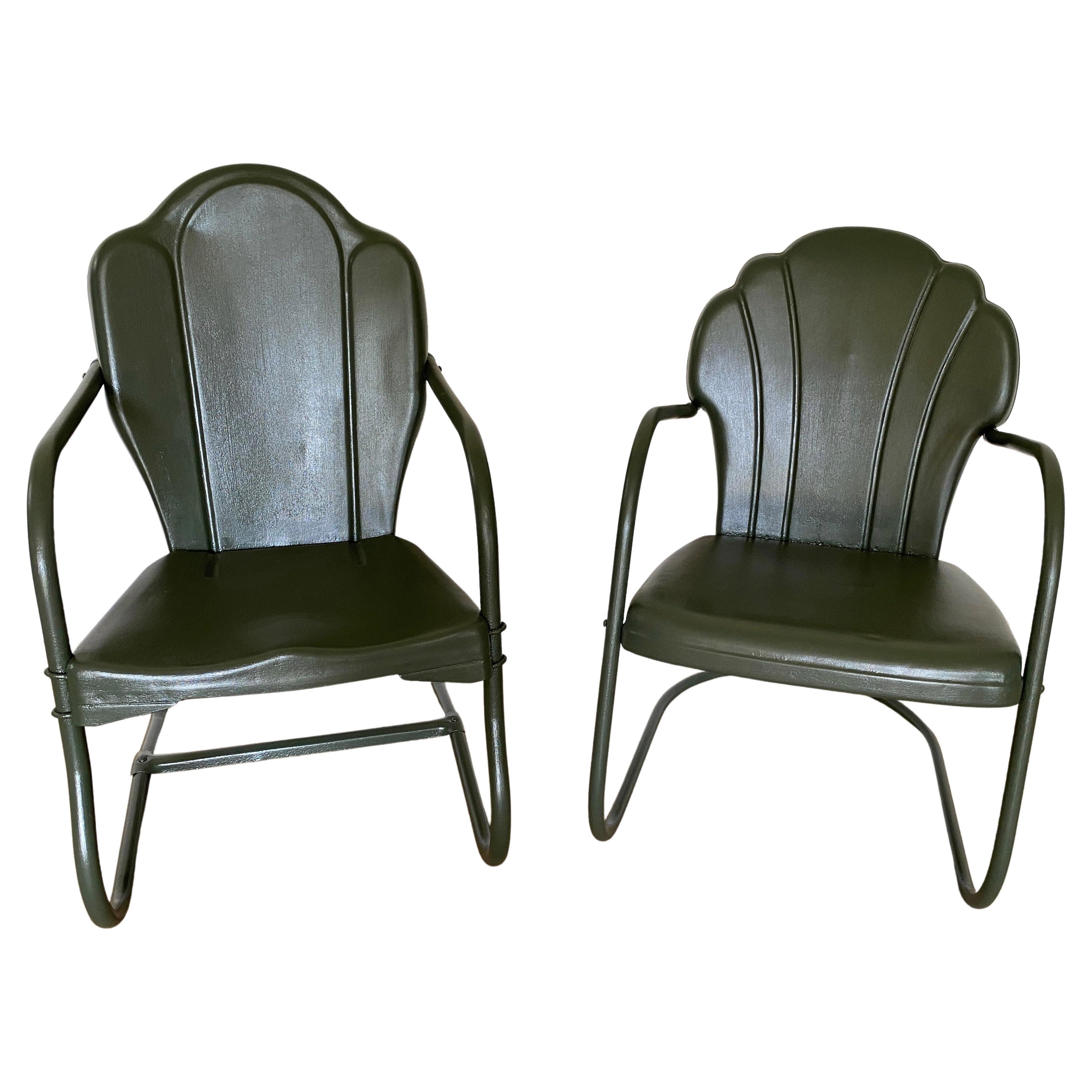 2 Spring Base Garden Lounge Chairs, Sold Individually For Sale