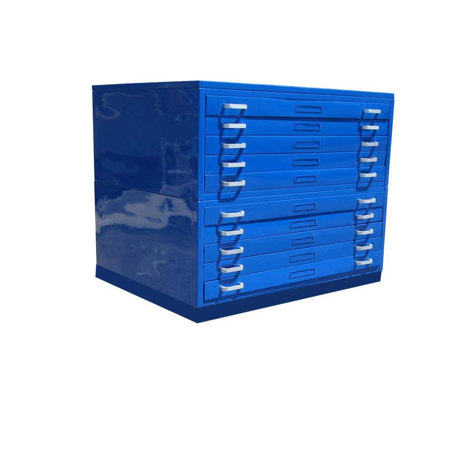 2 Stack Blue Architectural Drafting Flat File Cabinet by Kranco Co at ...