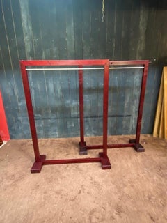 2 stained wood and brass coat racks circa 1970/1980