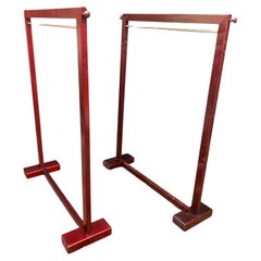 2 stained wood and brass coat racks circa 1970/1980