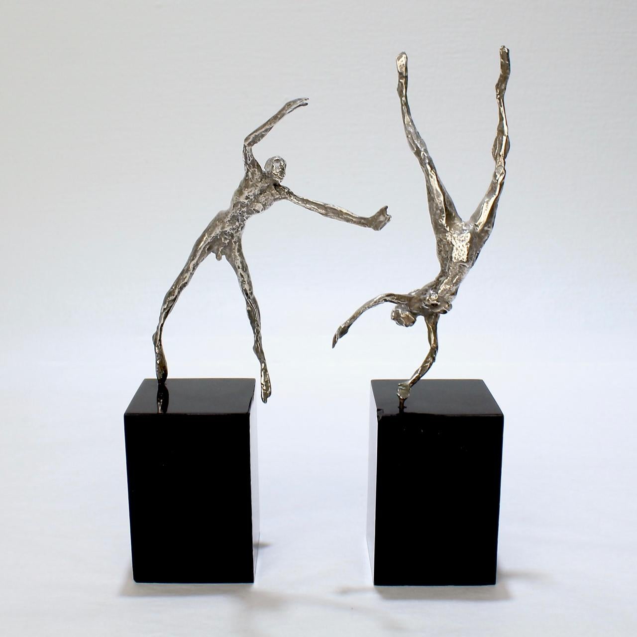 2 Stanley Bleifeld 800 Silver Sculptures Depicting Adam & Eve's Fall from Grace In Good Condition In Philadelphia, PA