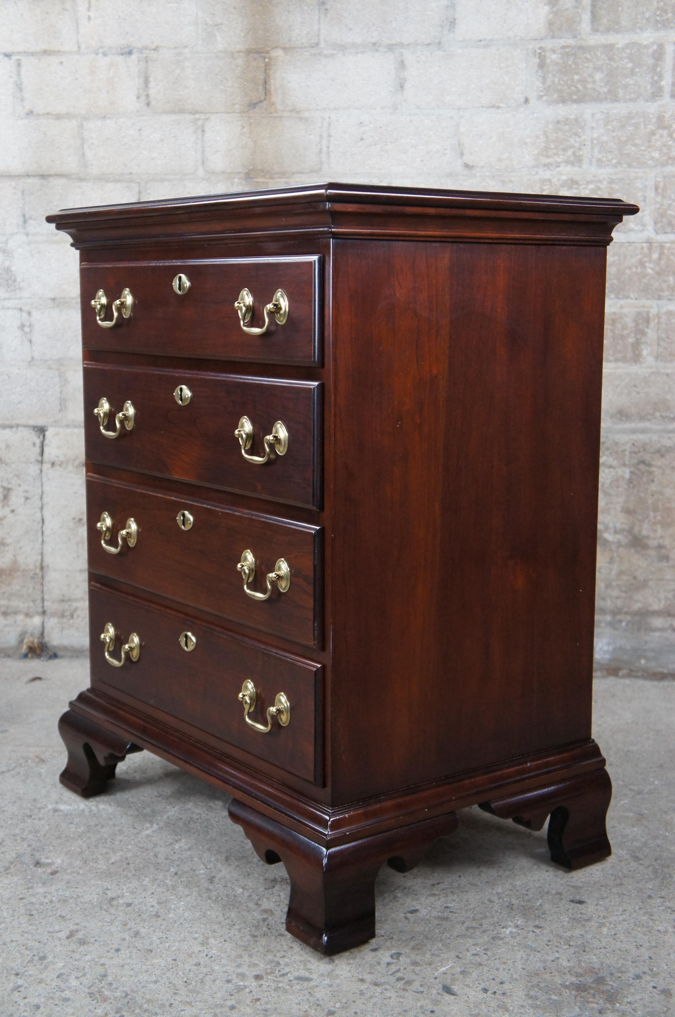2 Statton Old Towne Cherry Chippendale Georgian Nighstands Chests Dressers 6