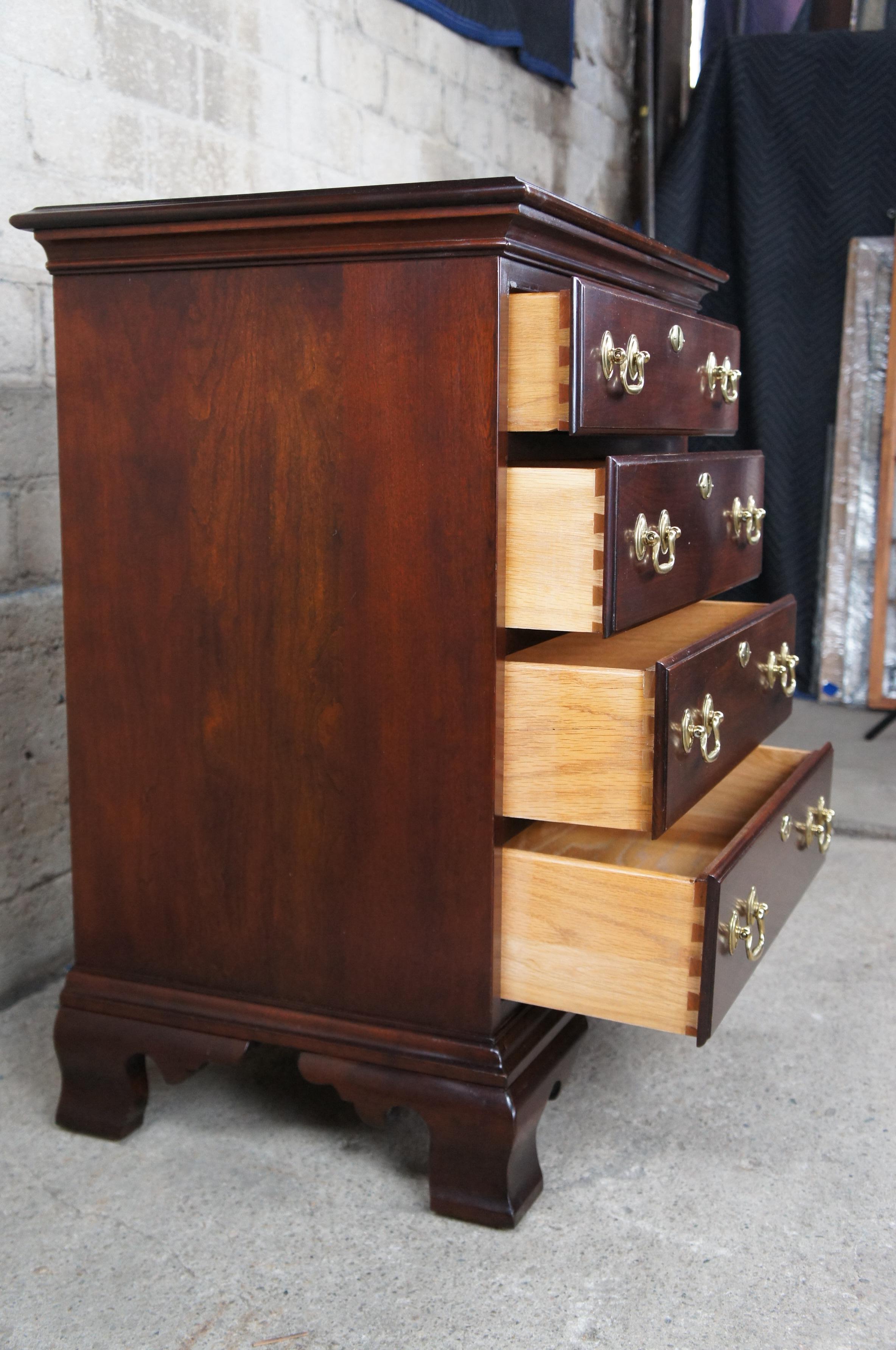 2 Statton Old Towne Cherry Chippendale Georgian Nighstands Chests Dressers 3