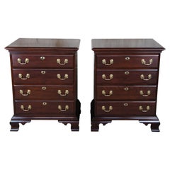 Vintage 2 Statton Old Towne Cherry Chippendale Georgian Nighstands Chests Dressers