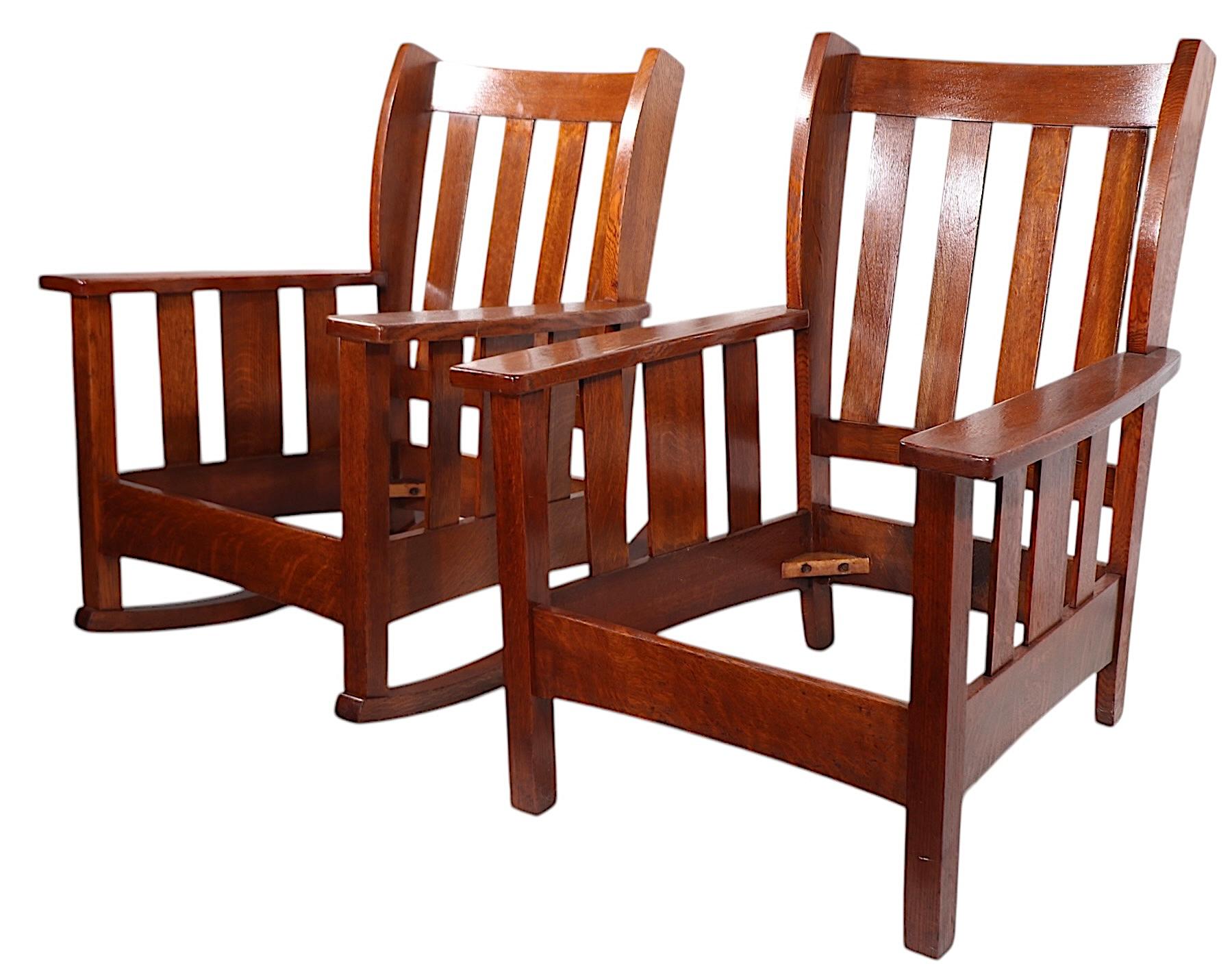 2 Stickley Bros. Mission Arts and Crafts Period  Quaint Furniture Chairs For Sale 7