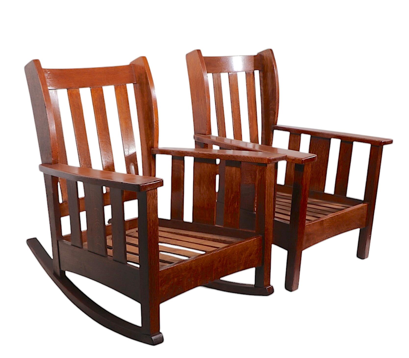2 Stickley Bros. Mission Arts and Crafts Period  Quaint Furniture Chairs For Sale 9