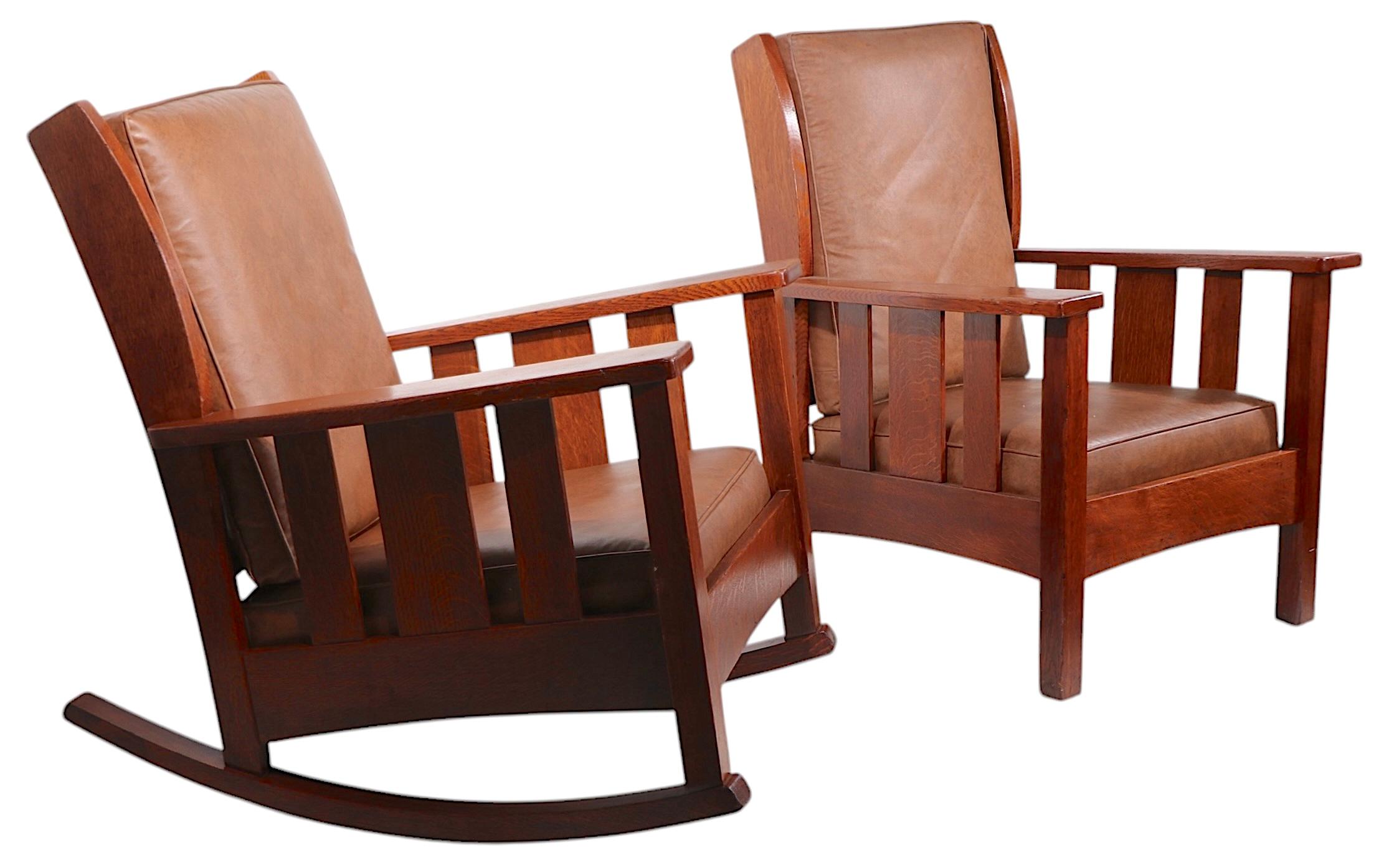 American 2 Stickley Bros. Mission Arts and Crafts Period  Quaint Furniture Chairs For Sale