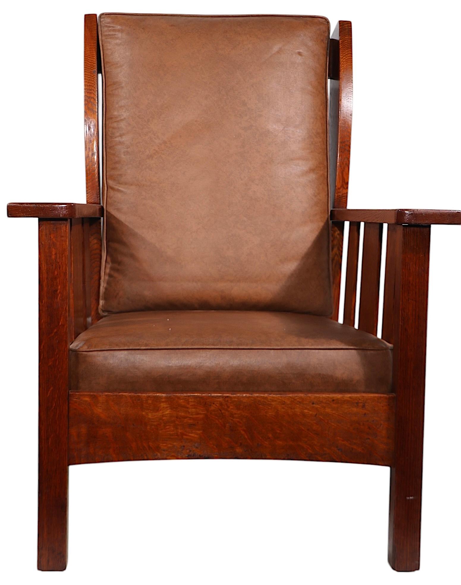 Upholstery 2 Stickley Bros. Mission Arts and Crafts Period  Quaint Furniture Chairs For Sale