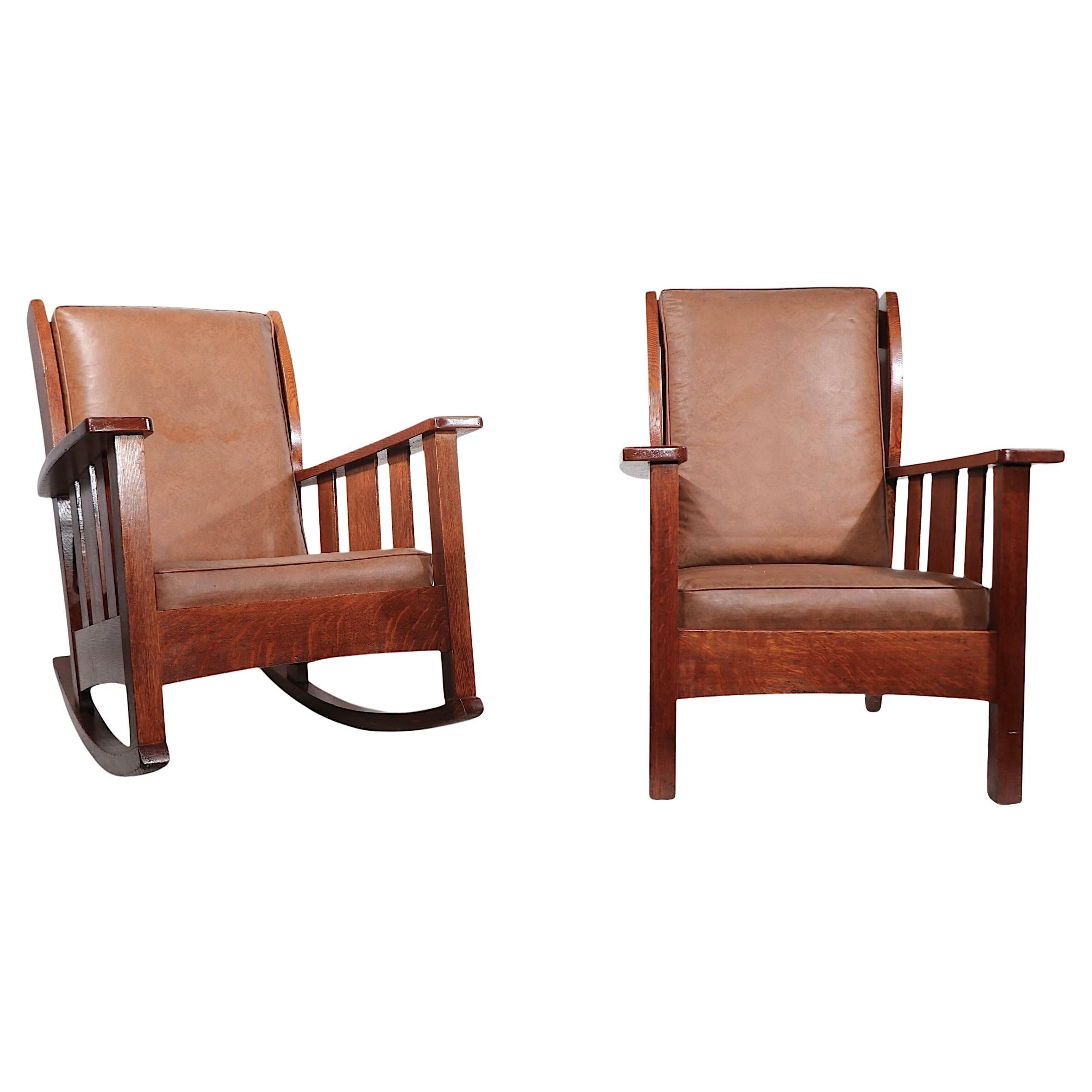 2 Stickley Bros. Mission Arts and Crafts Period  Quaint Furniture Chairs