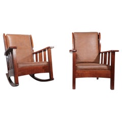 2 Stickley Bros. Période Arts and Crafts  Chaises raffinées
