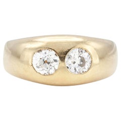 2 Stone Diamond Gypsy Ring in 14k Yellow Gold