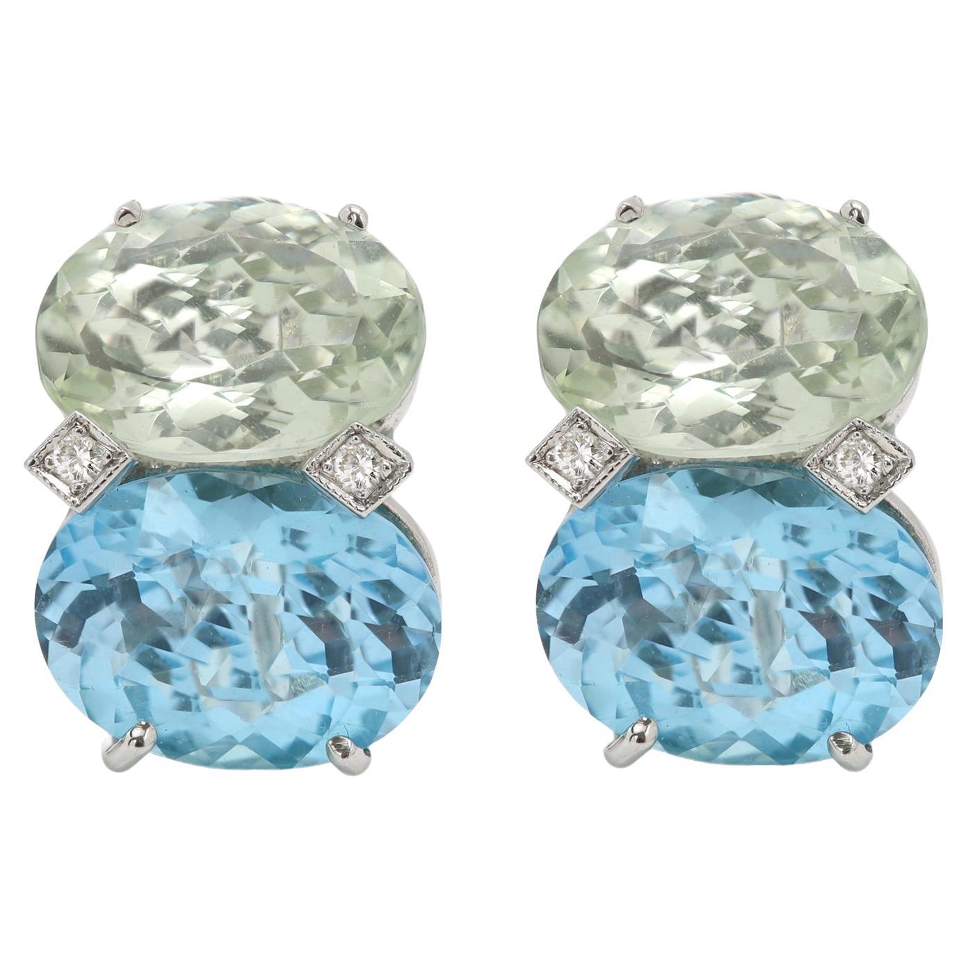 Topacio azul Pendientes broquel