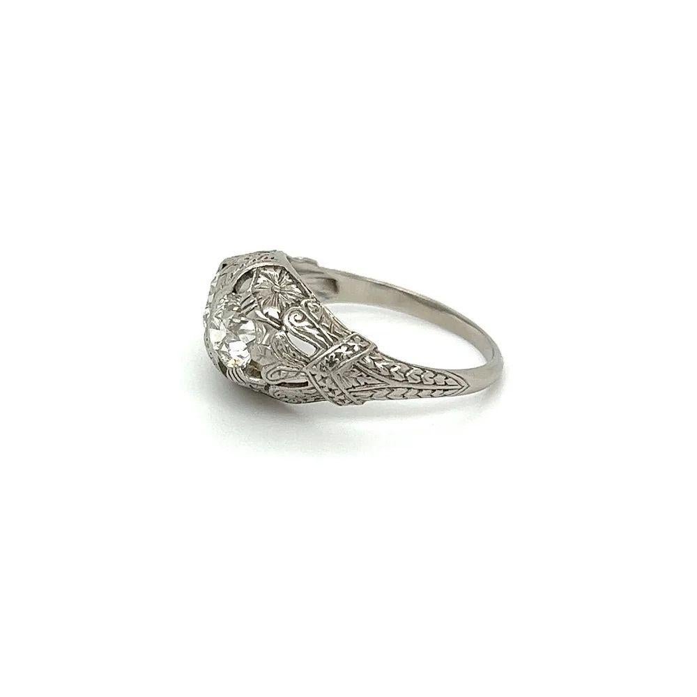 2-Stone Old European Cut Diamond Vintage Art Deco Platinum Ring For Sale 3