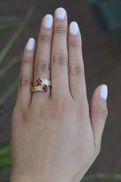 2 Stone Toi Et Moi Diamond & Ruby Engagement Ring