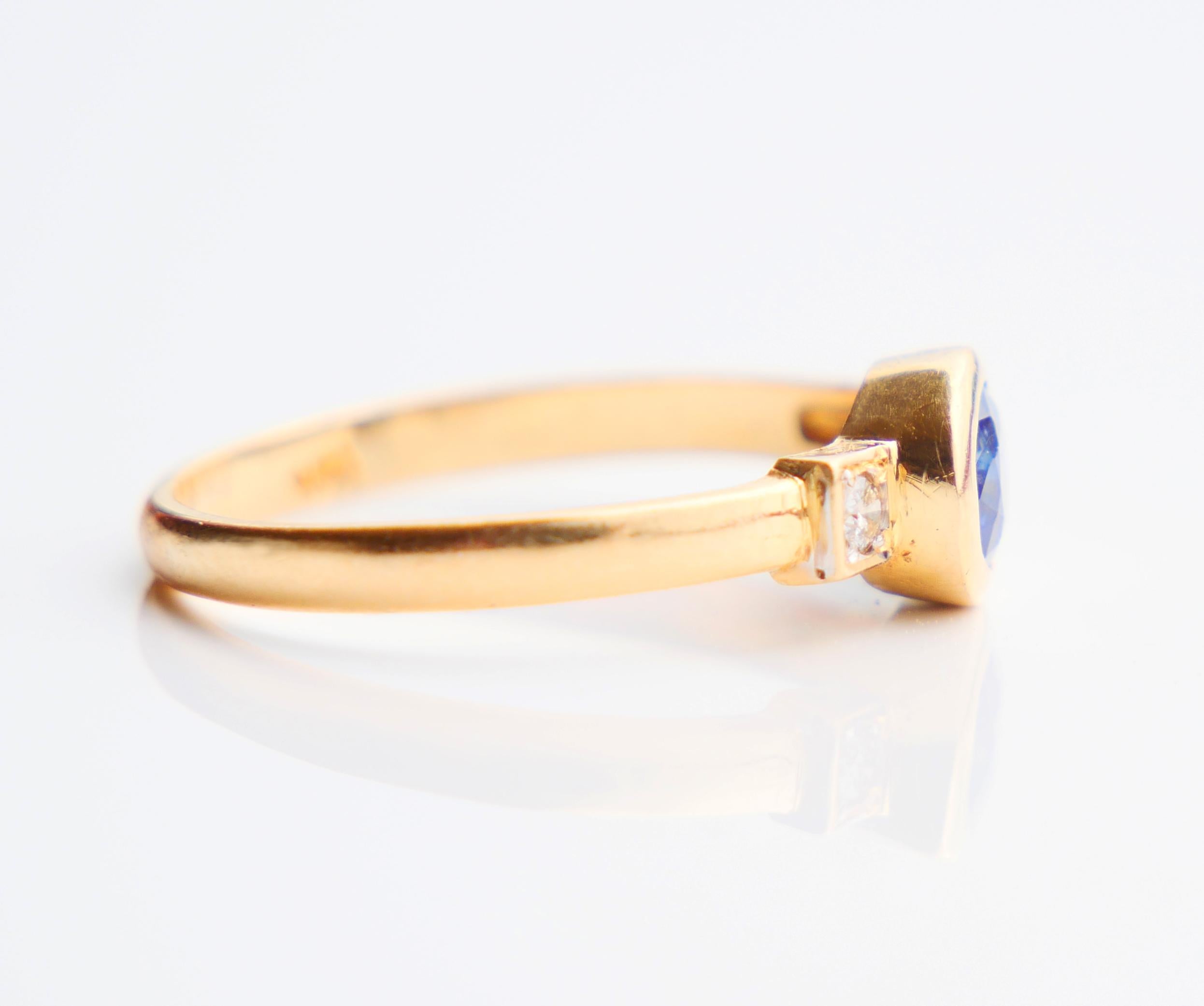 2 Steine Ring natürlich 0,6 Saphir Diamant massiv 18K Gold Platin Ø US6 / 2,3 g im Angebot 5