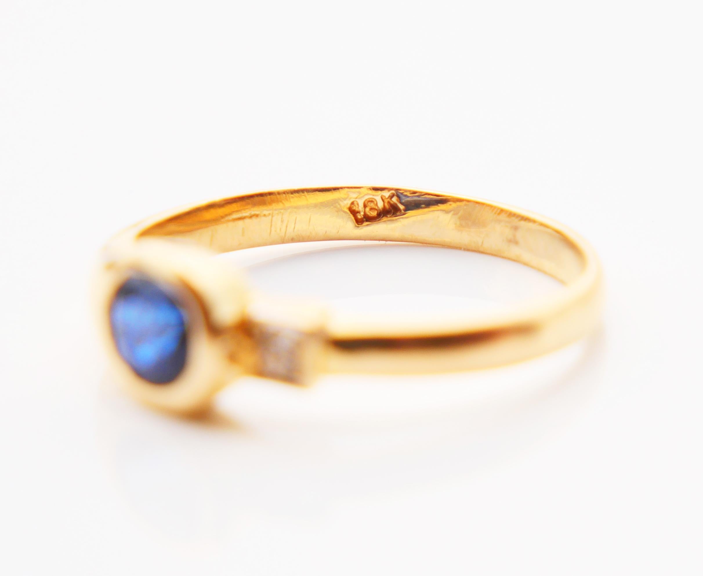 2 stones Ring natural 0.6 Sapphire Diamond solid 18K Gold Platinum Ø US6 / 2.3 g For Sale 6