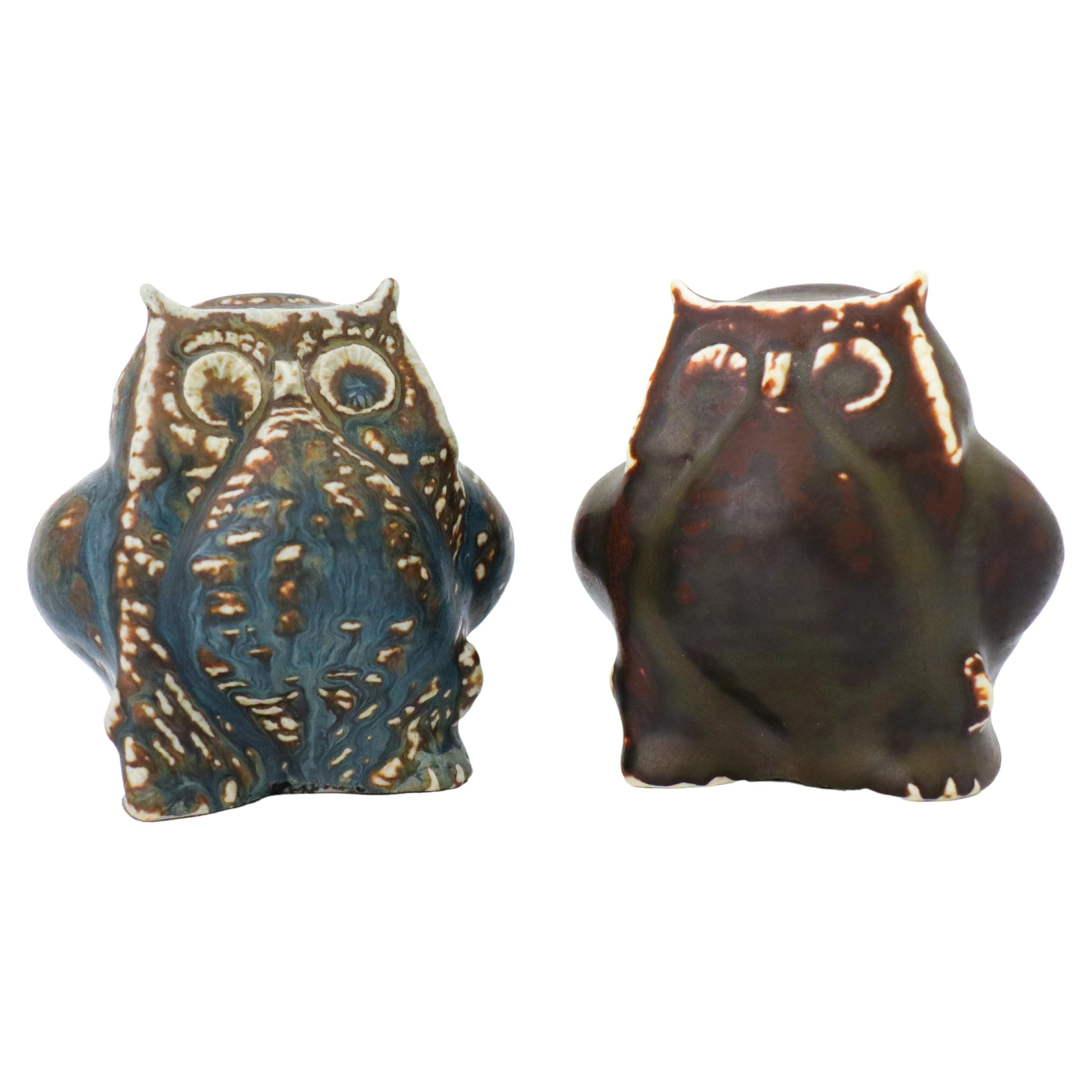 2 Stoneware Owls - Carl-Harry Stålhane - Rörstrand - Midcentury Vintage For Sale