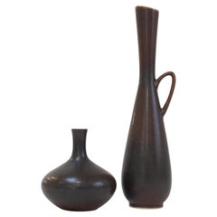 2 Stoneware Vases by Carl-Harry Stålhane for Rörstrand Sweden, 1950s.