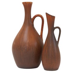 2 Stoneware Vases by Carl-Harry Stålhane for Rörstrand Sweden, 1950s.