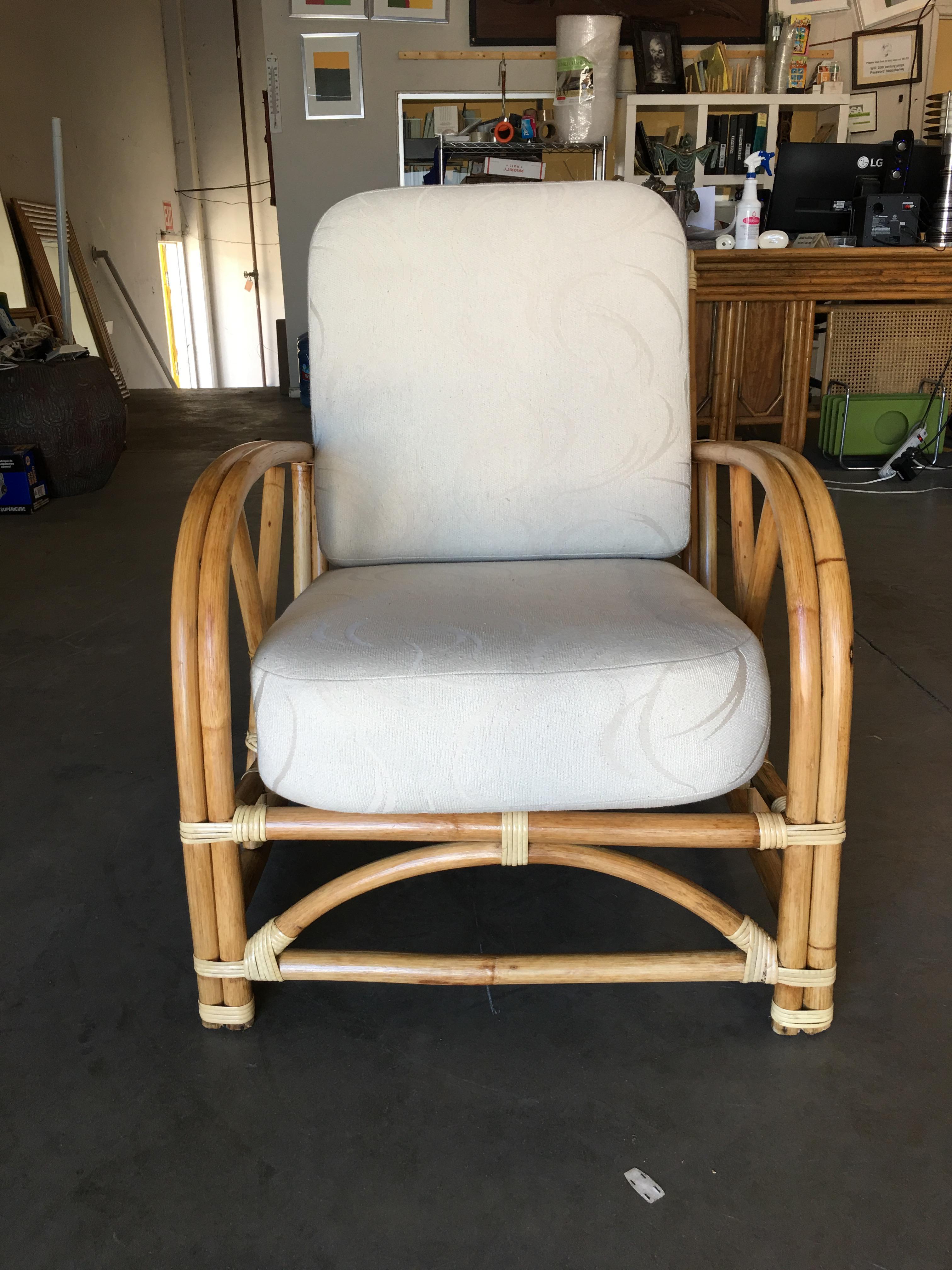 Mid-Century Modern 2-Strand Bentwood Rattan Armchair with 