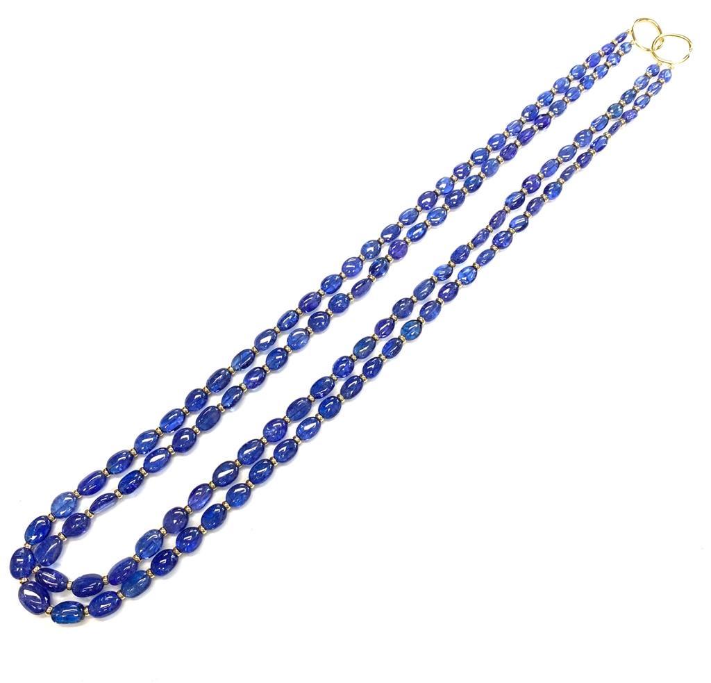 2 Strand Tanzanite Tumbled Bead Necklace in 18k Yellow Gold, from 'G-One' Collection

Gemstone Weight: 495.4 Carats
