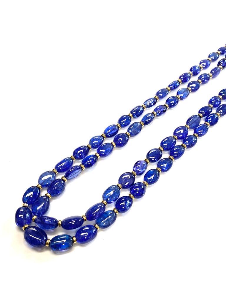 Goshwara Tanzanite Tumbled Bead Necklace For Sale at 1stDibs