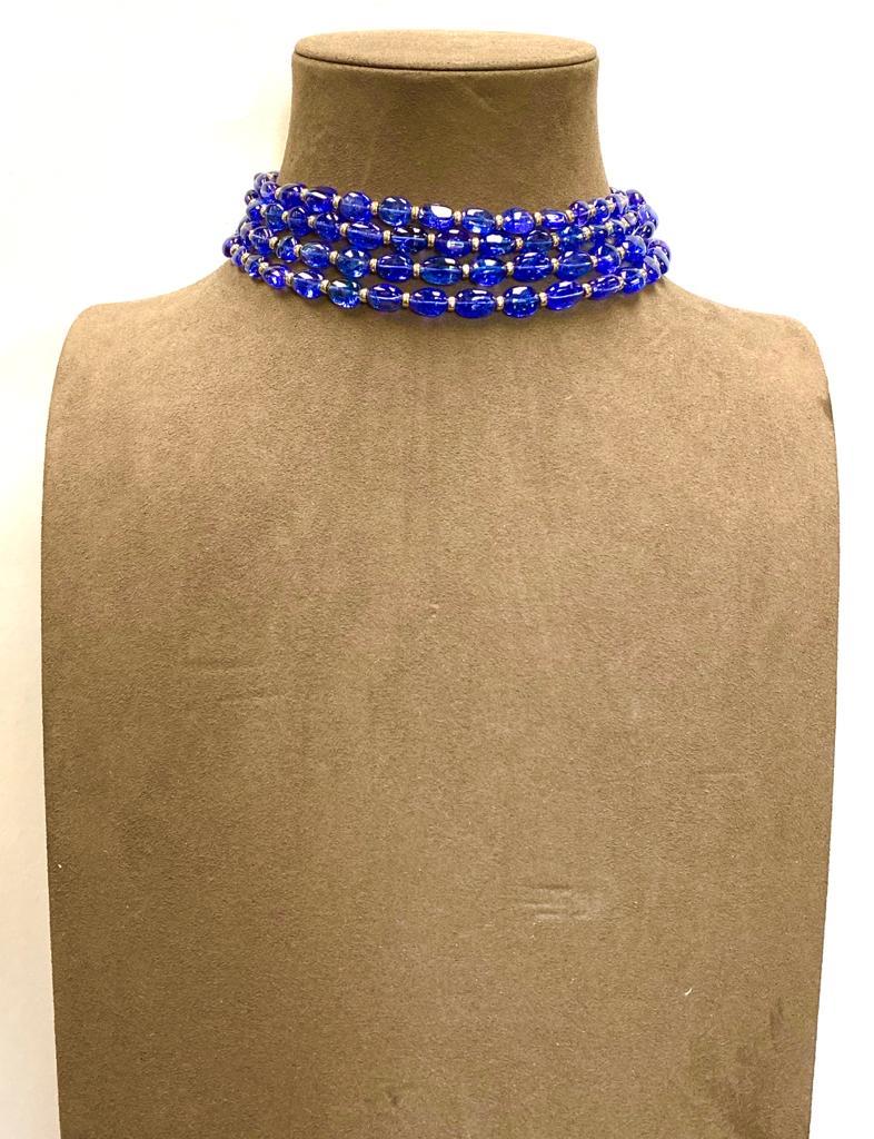 Contemporary Goshwara Tanzanite Tumbled Bead Necklace