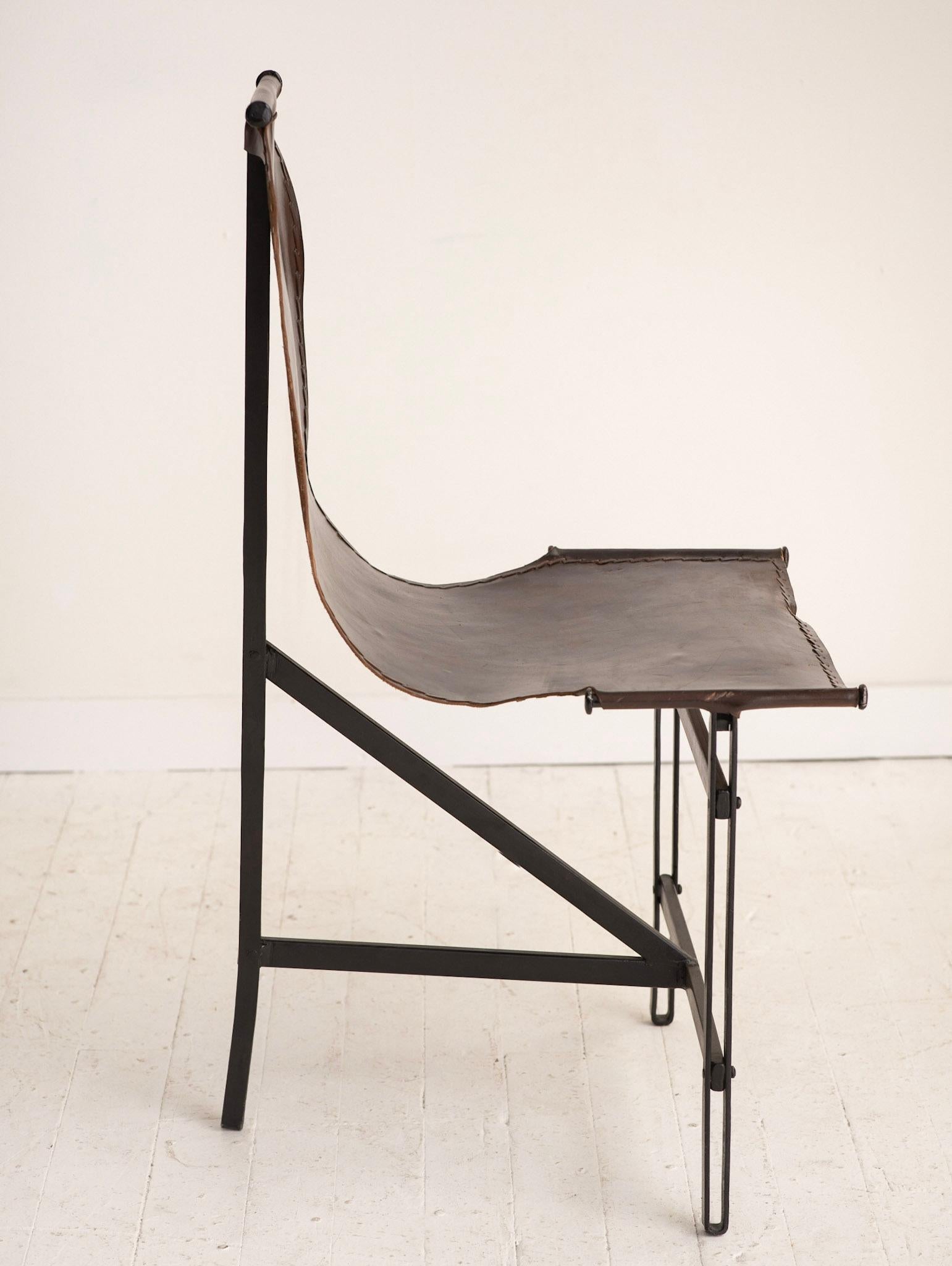 2 Studio Made Leather and Iron T, Chairs in the Style of Katavolos for Laverne 2