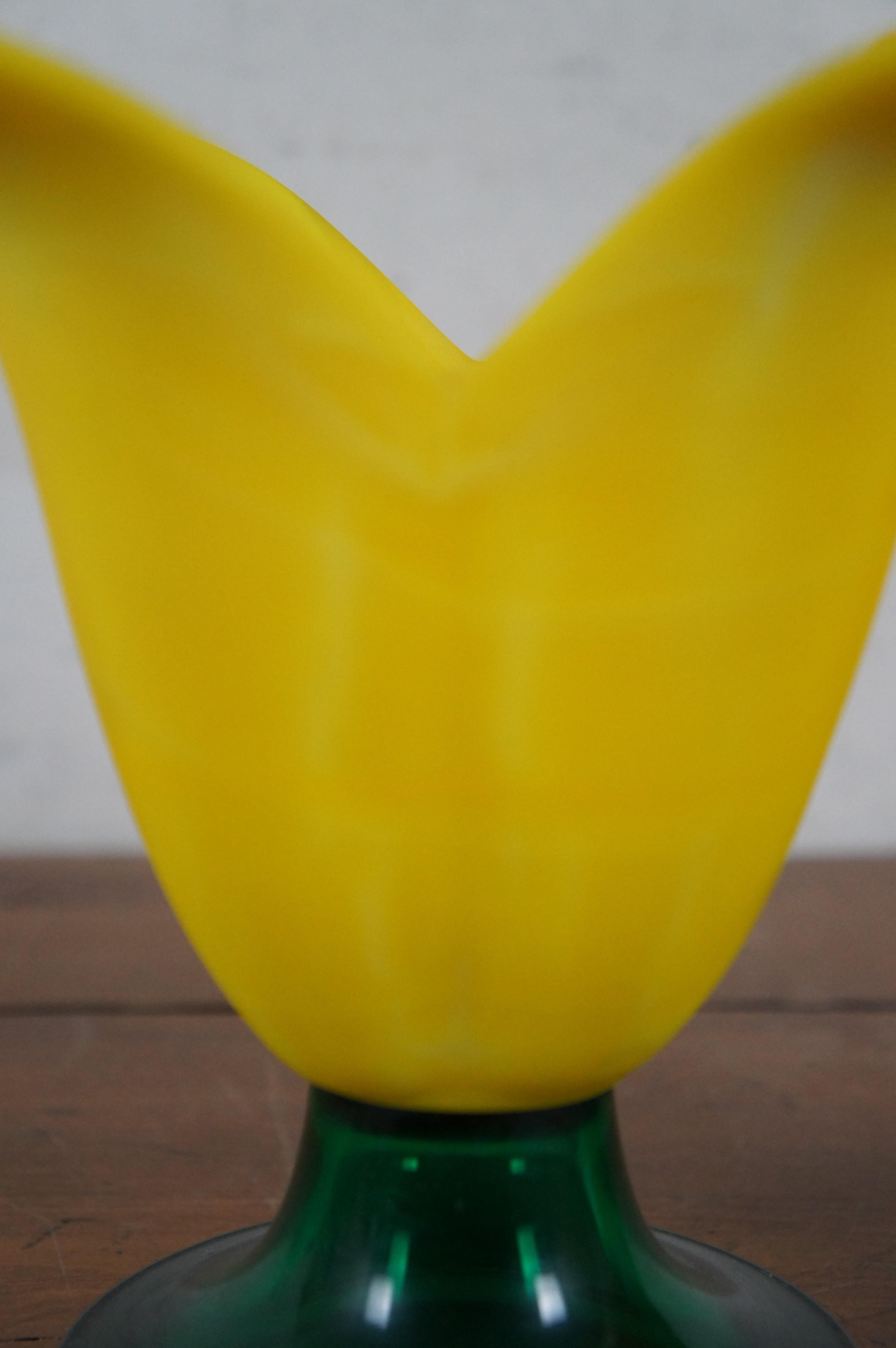 2 Studio Nova Portugal Yellow Frosted Glass Tulip Daffodil Votive Candle Holders 2