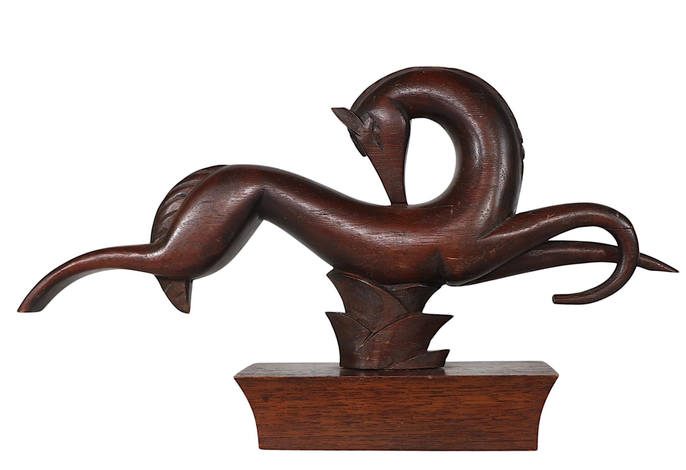Intagliato a mano 2 Cavallo stilizzato Art Deco  Sculture in legno di Edig Hackner di Wood Wood. 1920/30 in vendita