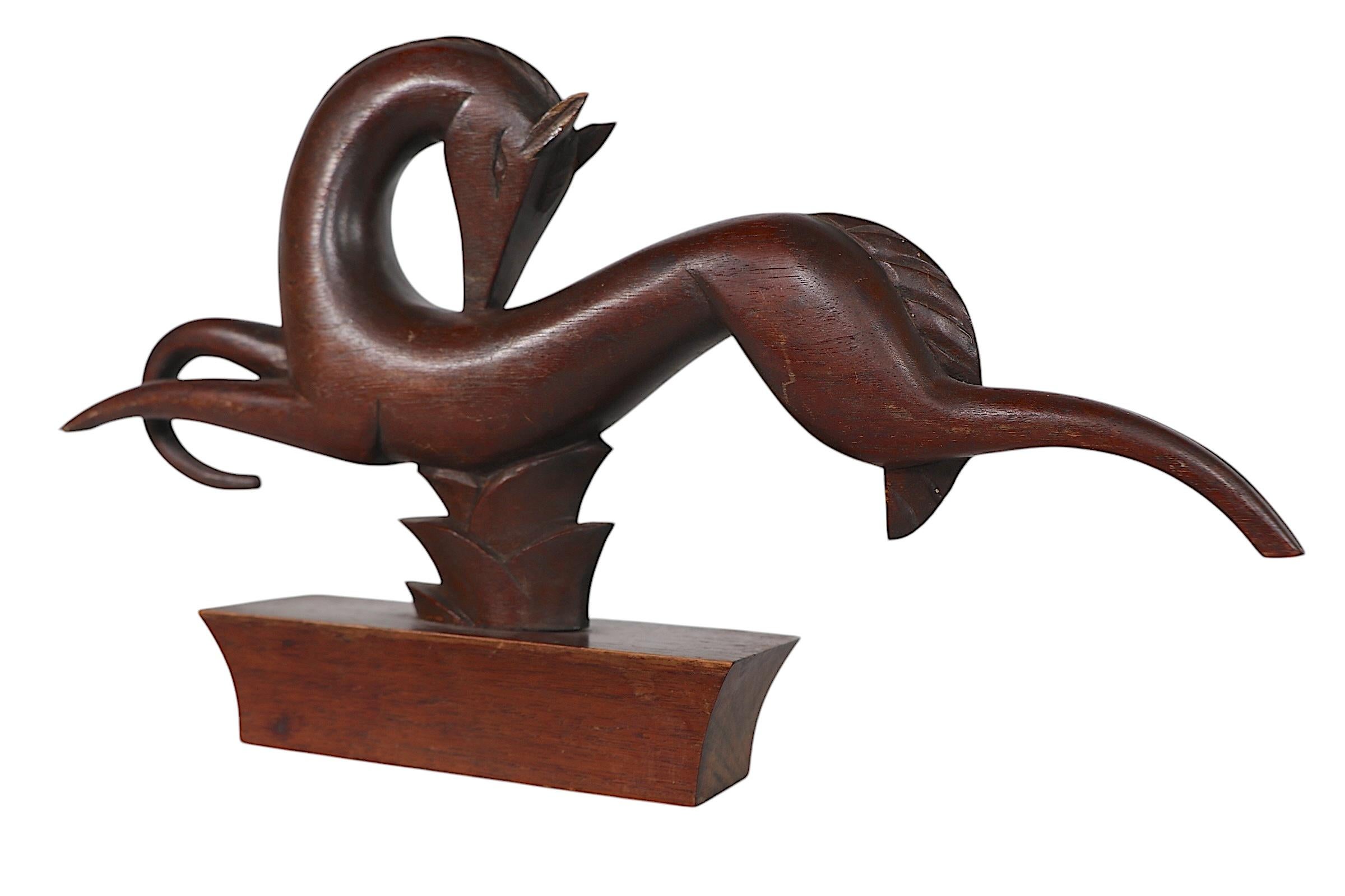 2 Cavallo stilizzato Art Deco  Sculture in legno di Edig Hackner di Wood Wood. 1920/30 In condizioni buone in vendita a New York, NY
