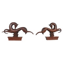 2 Cavallo stilizzato Art Deco  Sculture in legno di Edig Hackner di Wood Wood. 1920/30