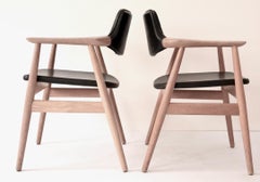2 Svend Aage Eriksen GM11 Oak & Skai Armchair, Glostrup Møbelfabrik, 1960s, Oak
