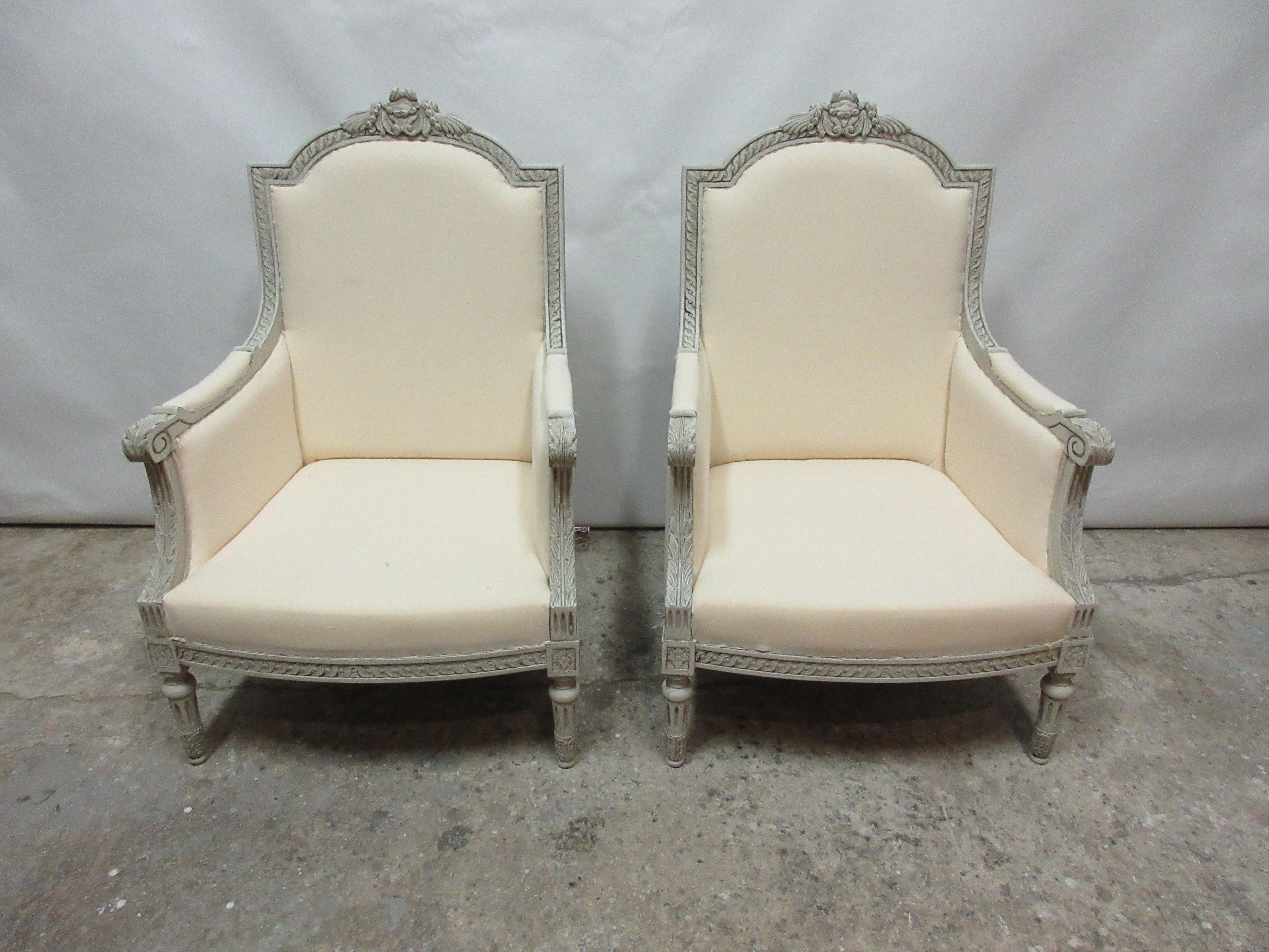 This is a set of 2 Swedish Gustavian Bergers, they have been restored and repainted with milk paints 
