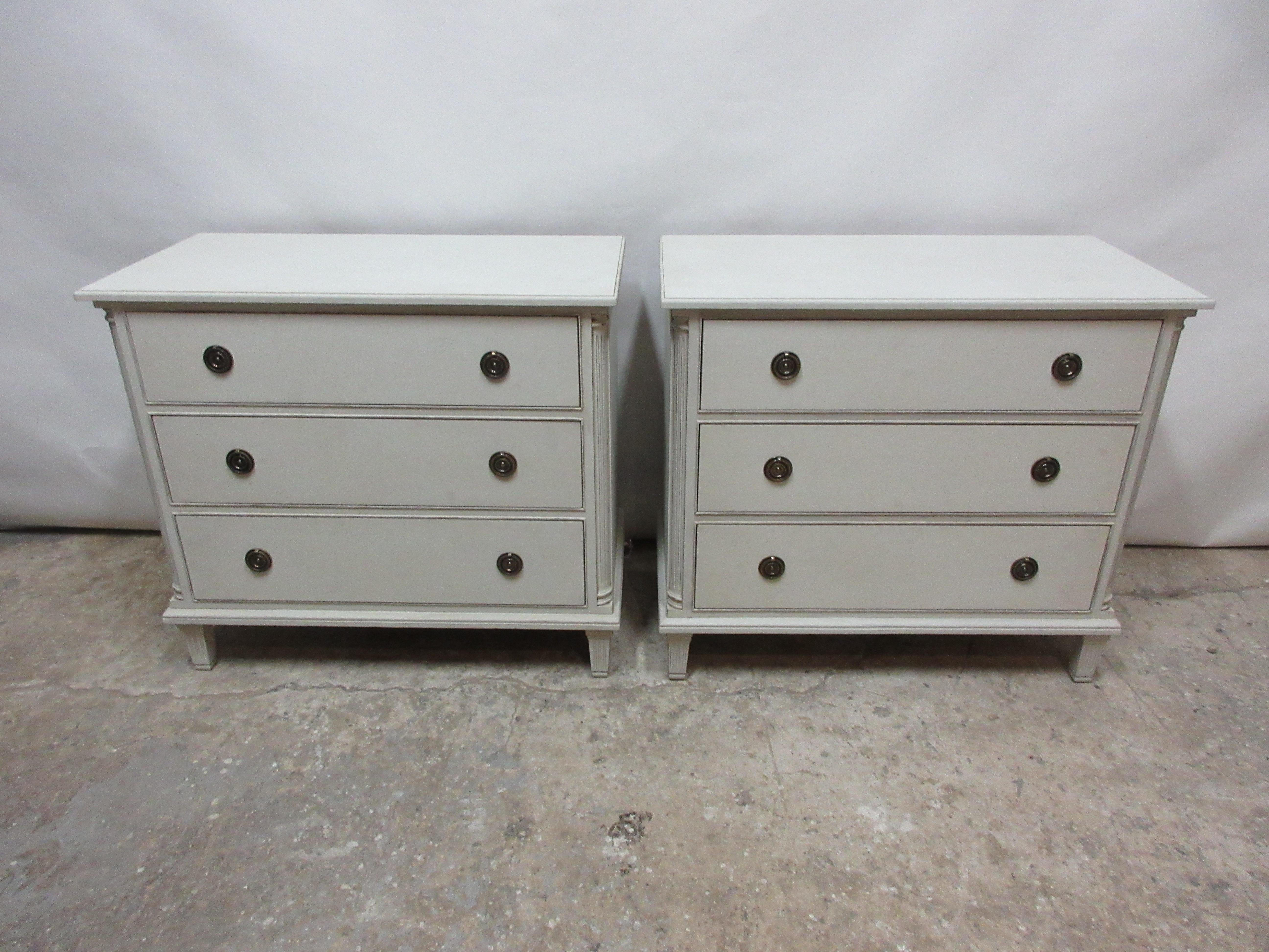 This is a set of 2 2 Swedish Gustavian chest of drawers, they have been restored and repainted with milk paints 