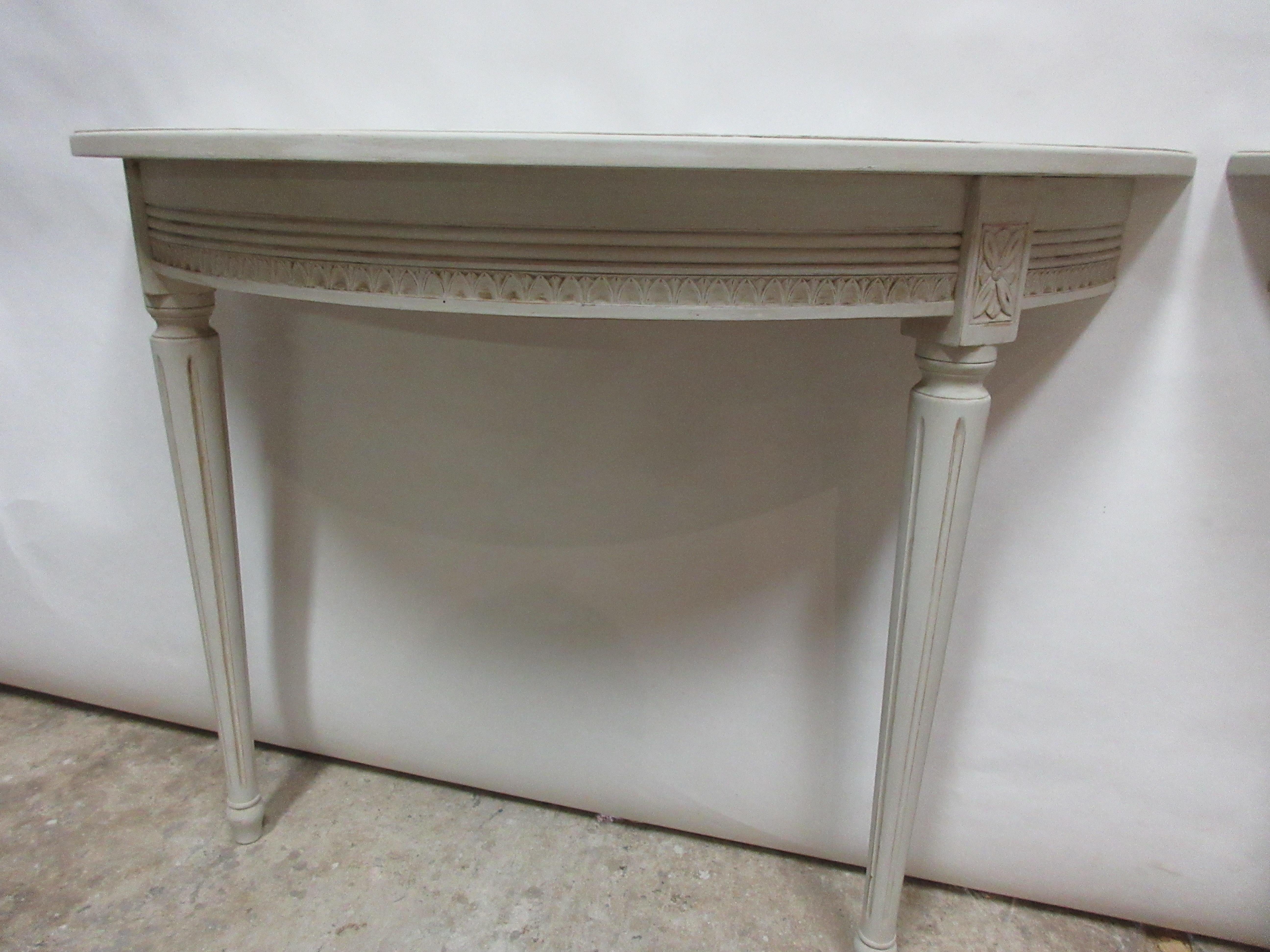 2 Swedish Gustavian Console Tables In Distressed Condition In Hollywood, FL