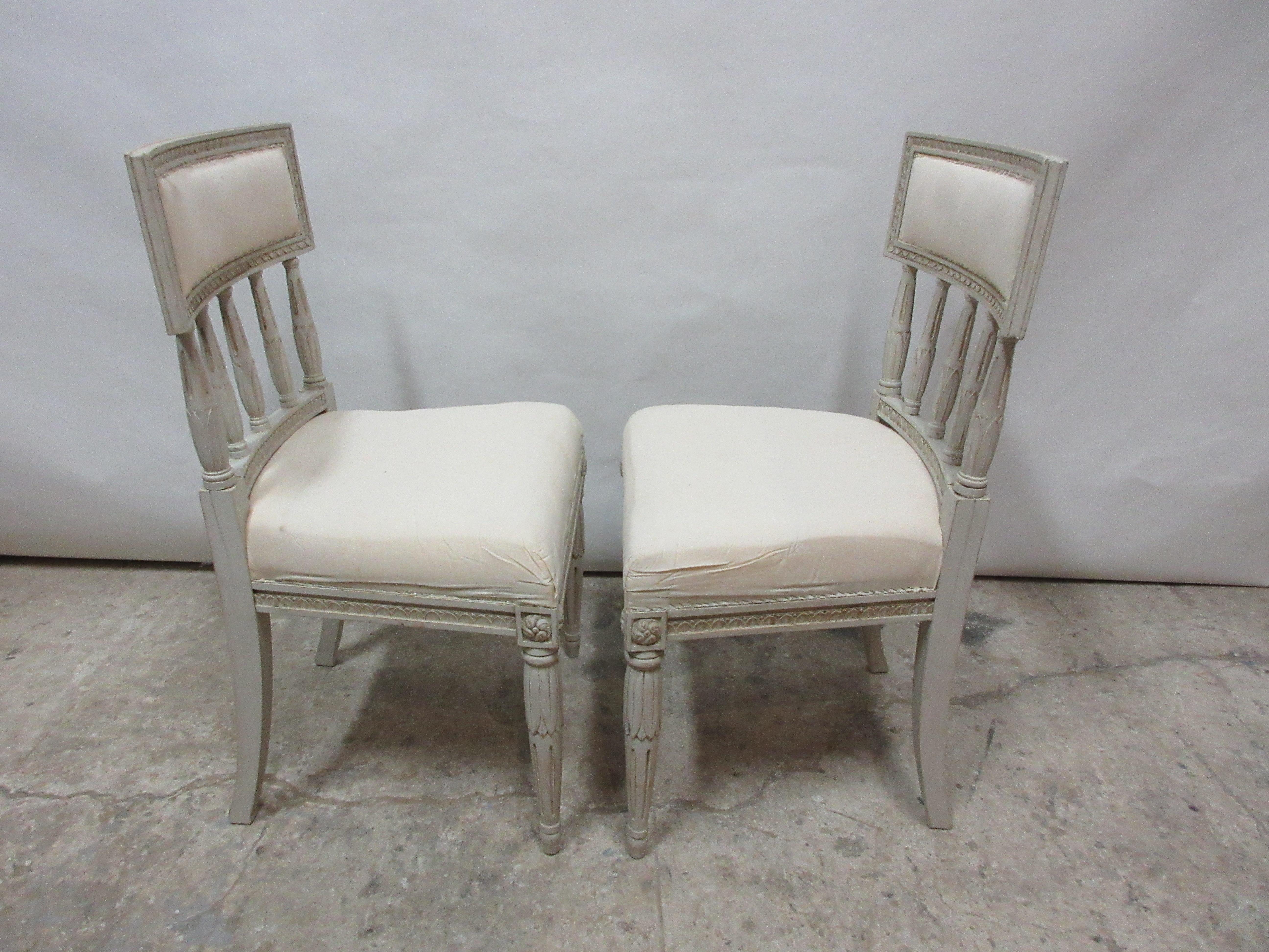 2 Swedish Gustavian Side Chairs In Distressed Condition In Hollywood, FL