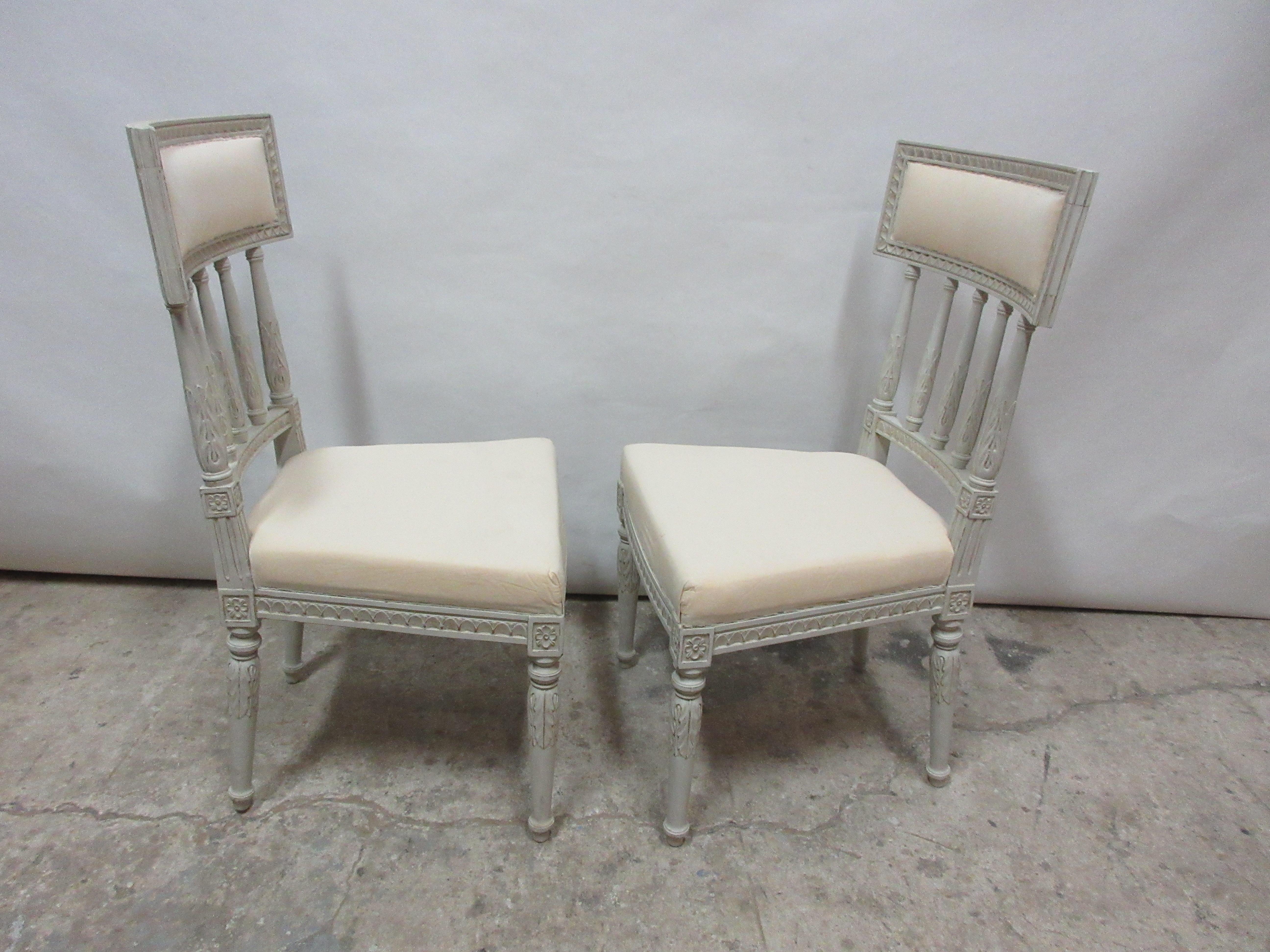Early 20th Century 2 Swedish Gustavian Side Chairs