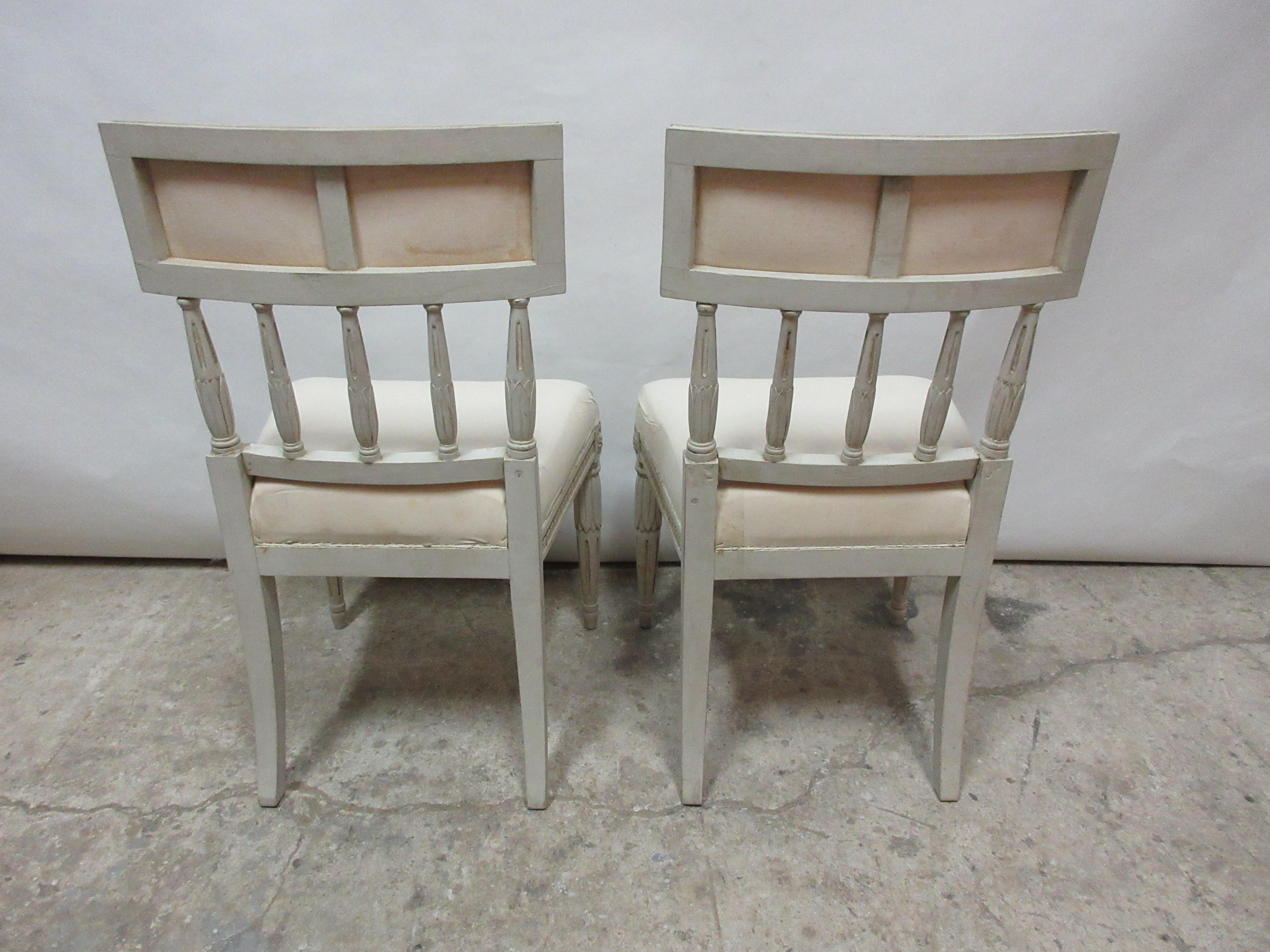 Early 20th Century 2 Swedish Gustavian Side Chairs