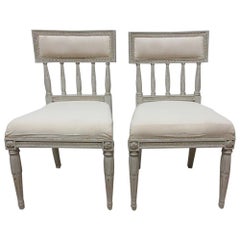 Antique 2 Swedish Gustavian Side Chairs